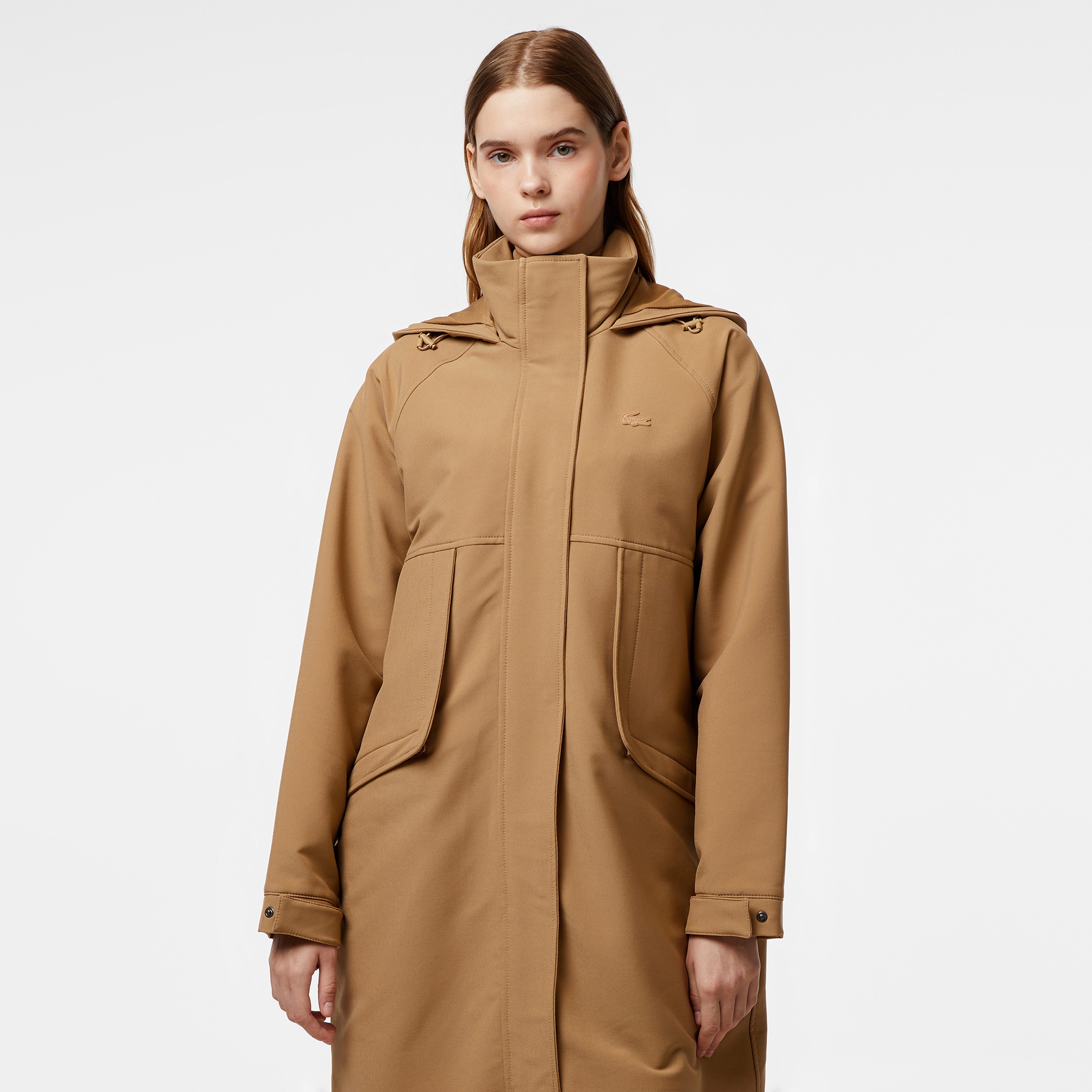 Kadın Relaxed Fit Kapüşonlu Kahverengi Yağmurluk