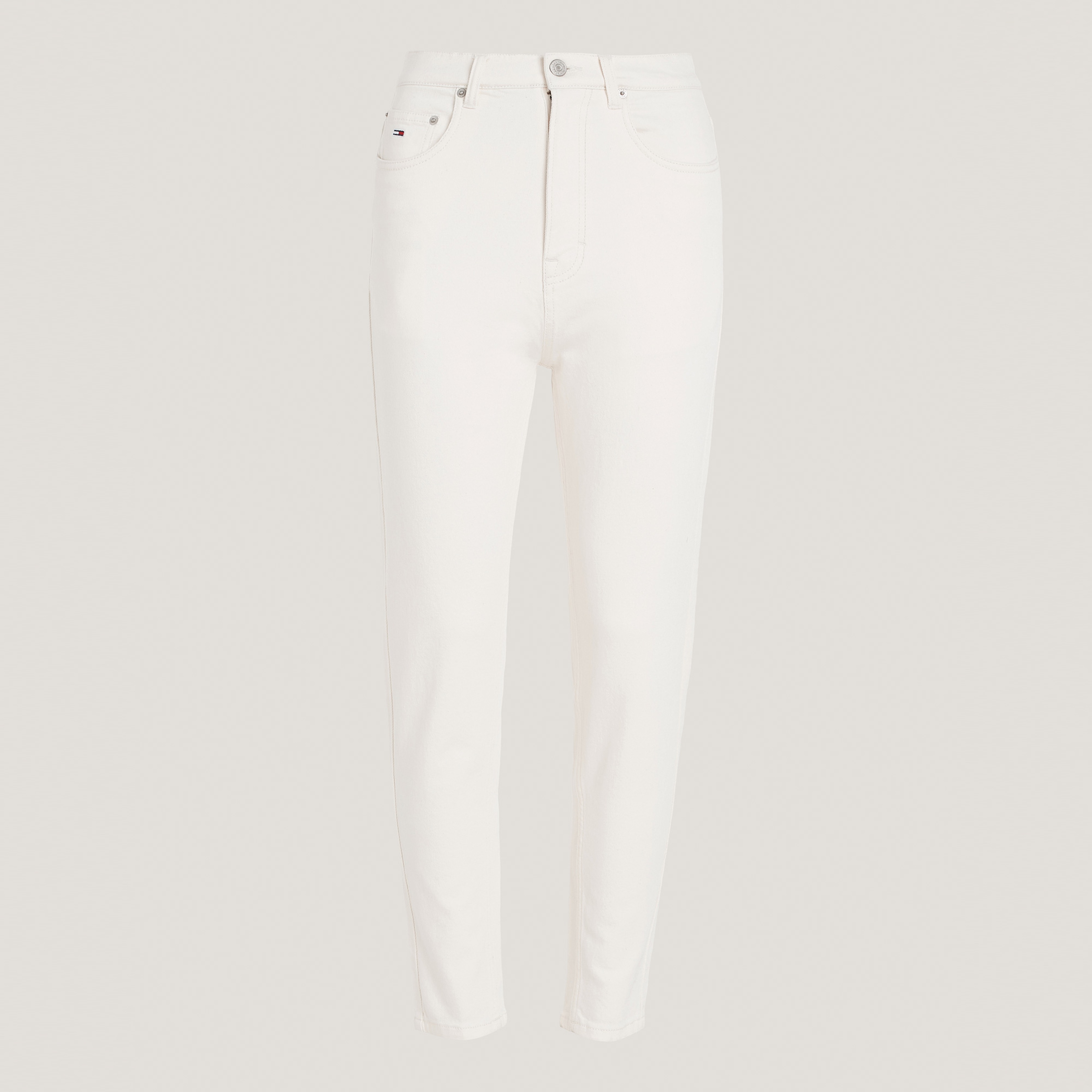 Tommy Jeans Mom Slim Fit Yüksek Bel Kadın Beyaz Pantolon