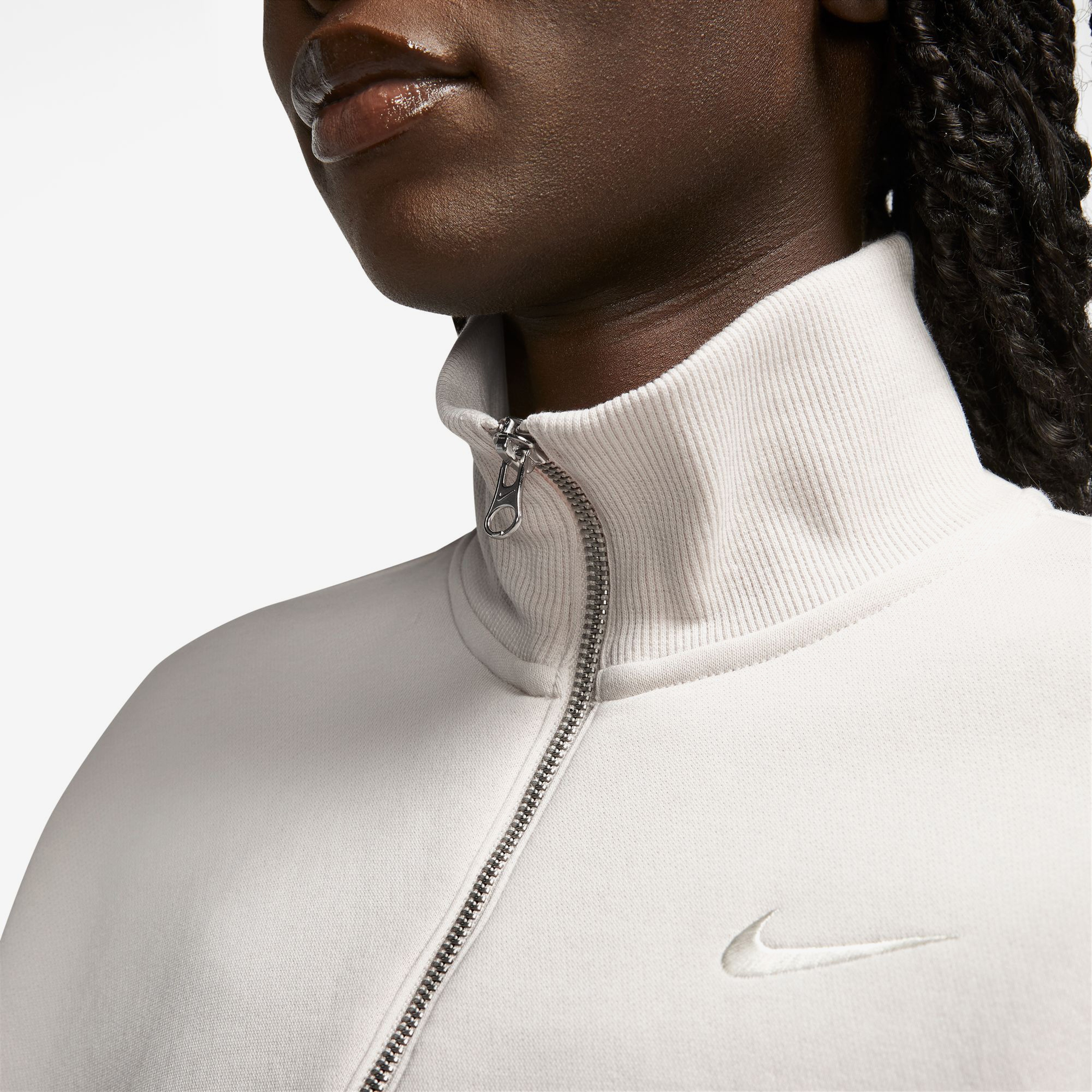 Nike Sportswear Phoenix Fleece Qz Crop Kadın Beyaz T-Shirt