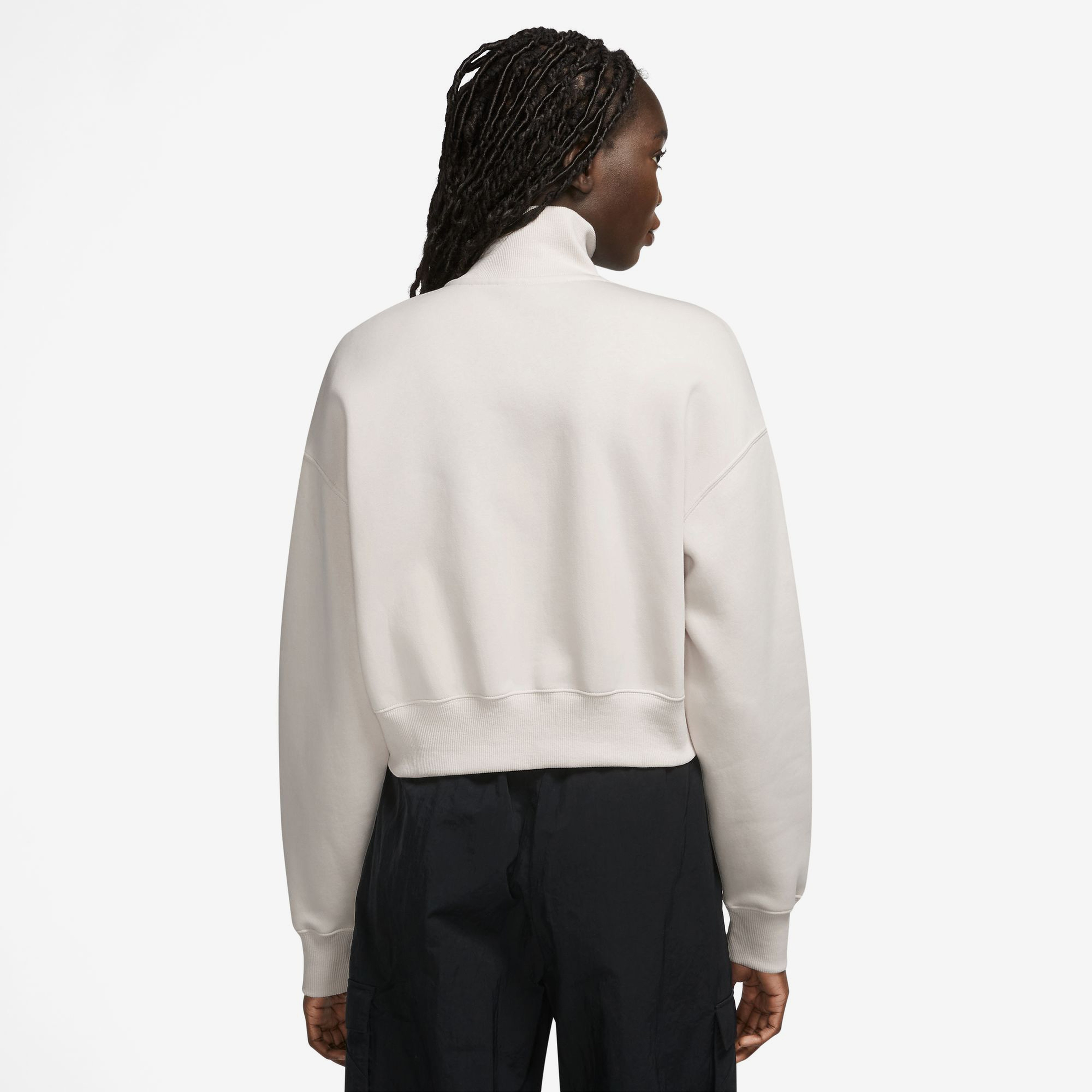 Nike Sportswear Phoenix Fleece Qz Crop Kadın Beyaz T-Shirt