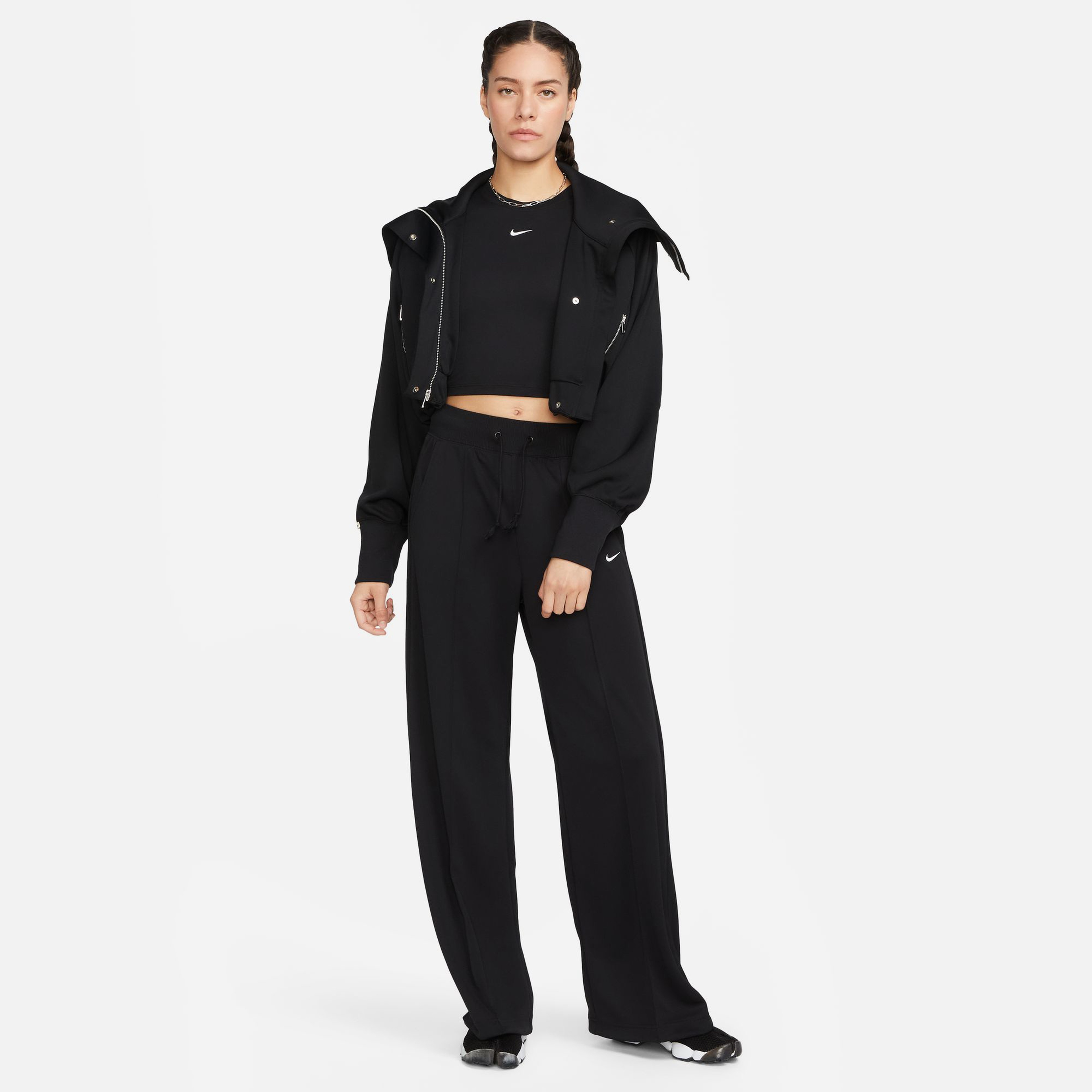 Nike Sportswear Essential High Rise Wide Leg Kadın Siyah Eşofman Altı