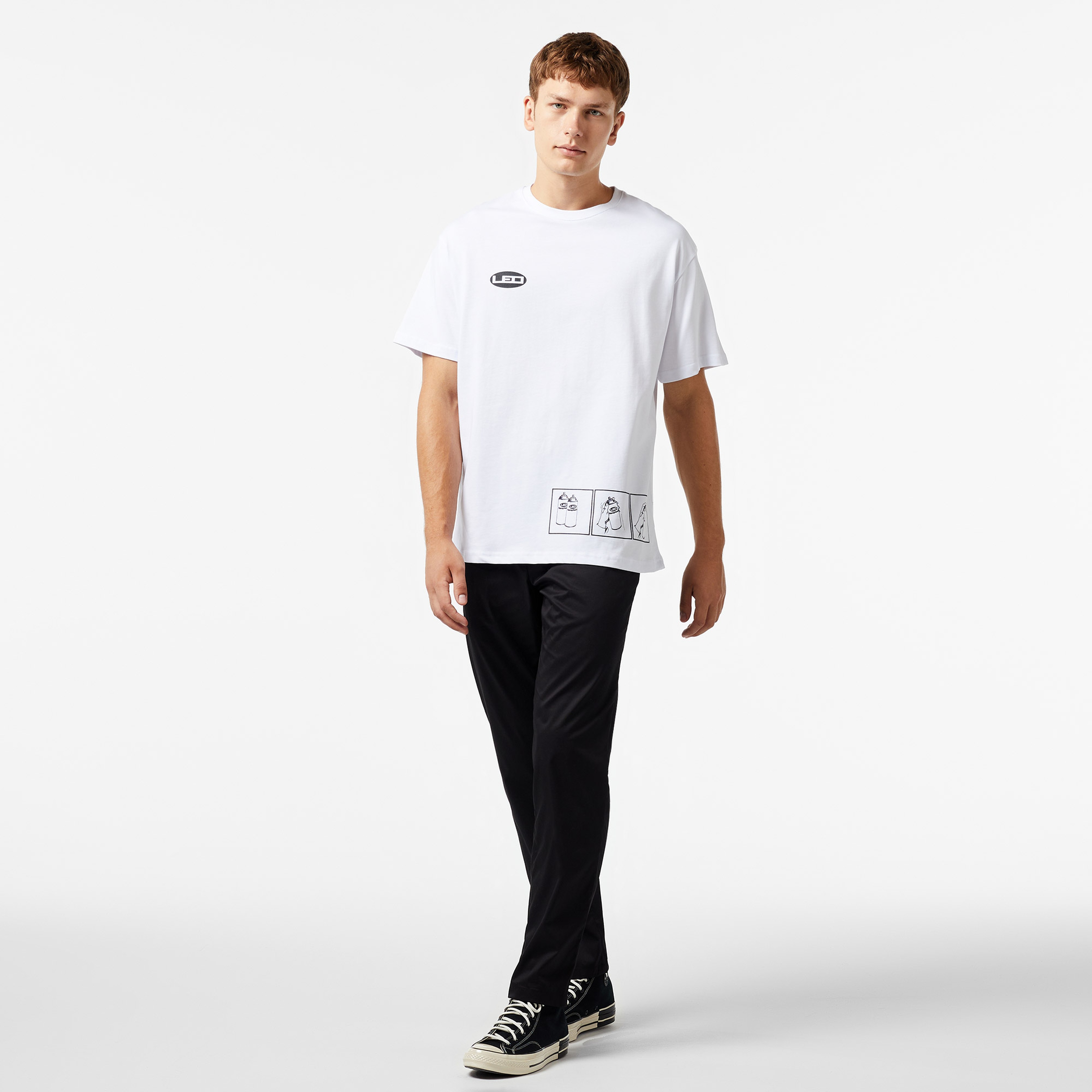 Leo Spray Paint Unisex Beyaz T-Shirt