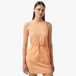 Kadın Straight Fit Kolsuz Turuncu Elbise