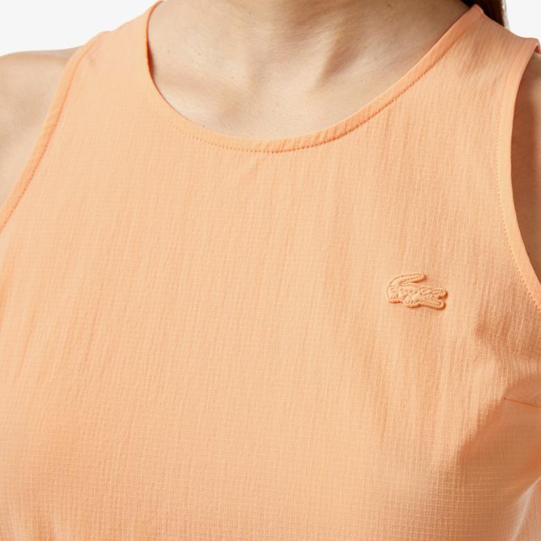 Kadın Straight Fit Kolsuz Turuncu Elbise