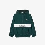 Çocuk Kapüşonlu Baskılı Yeşil Mont