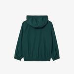 Çocuk Kapüşonlu Baskılı Yeşil Mont