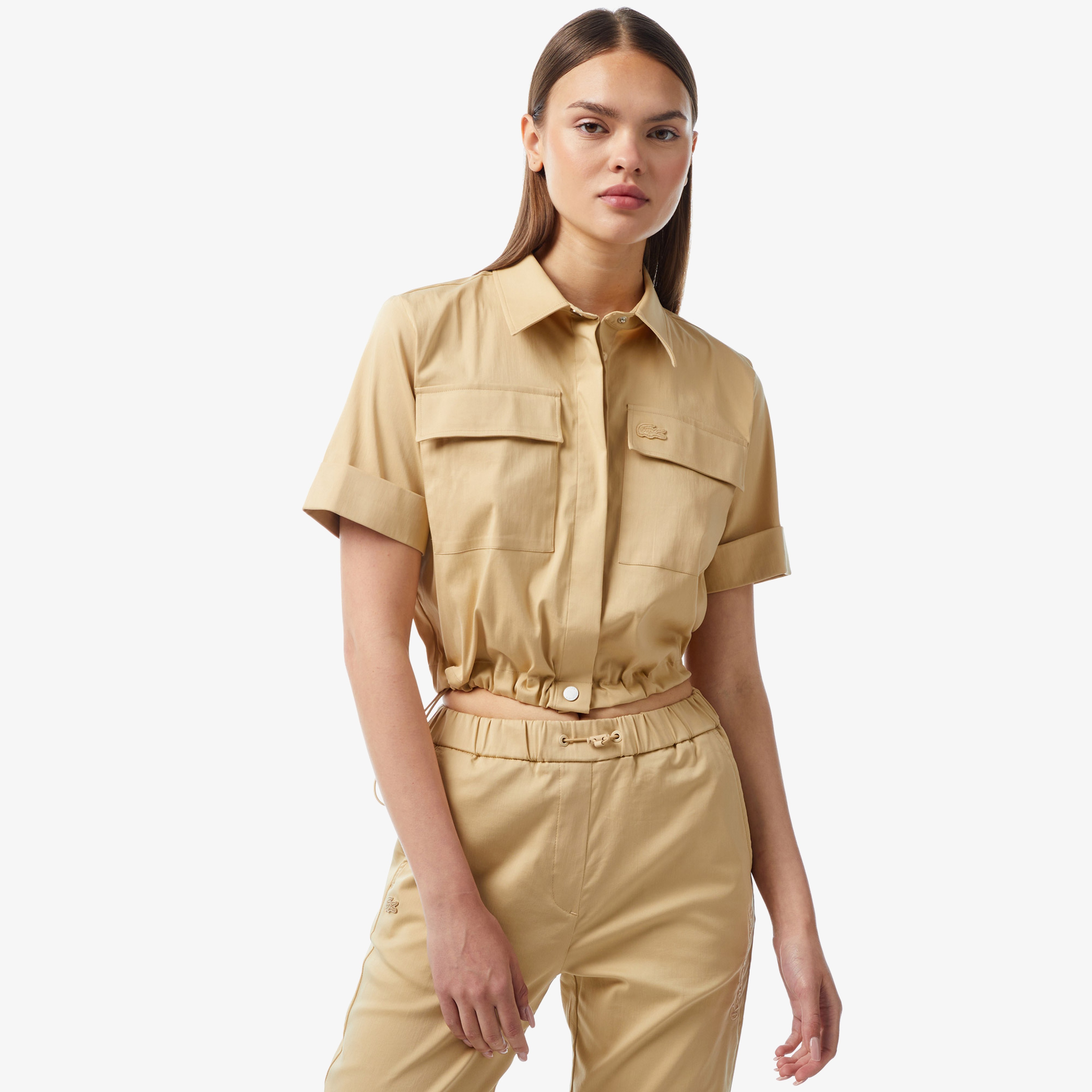 Kadın Kısa Kollu Kahverengi Gömlek