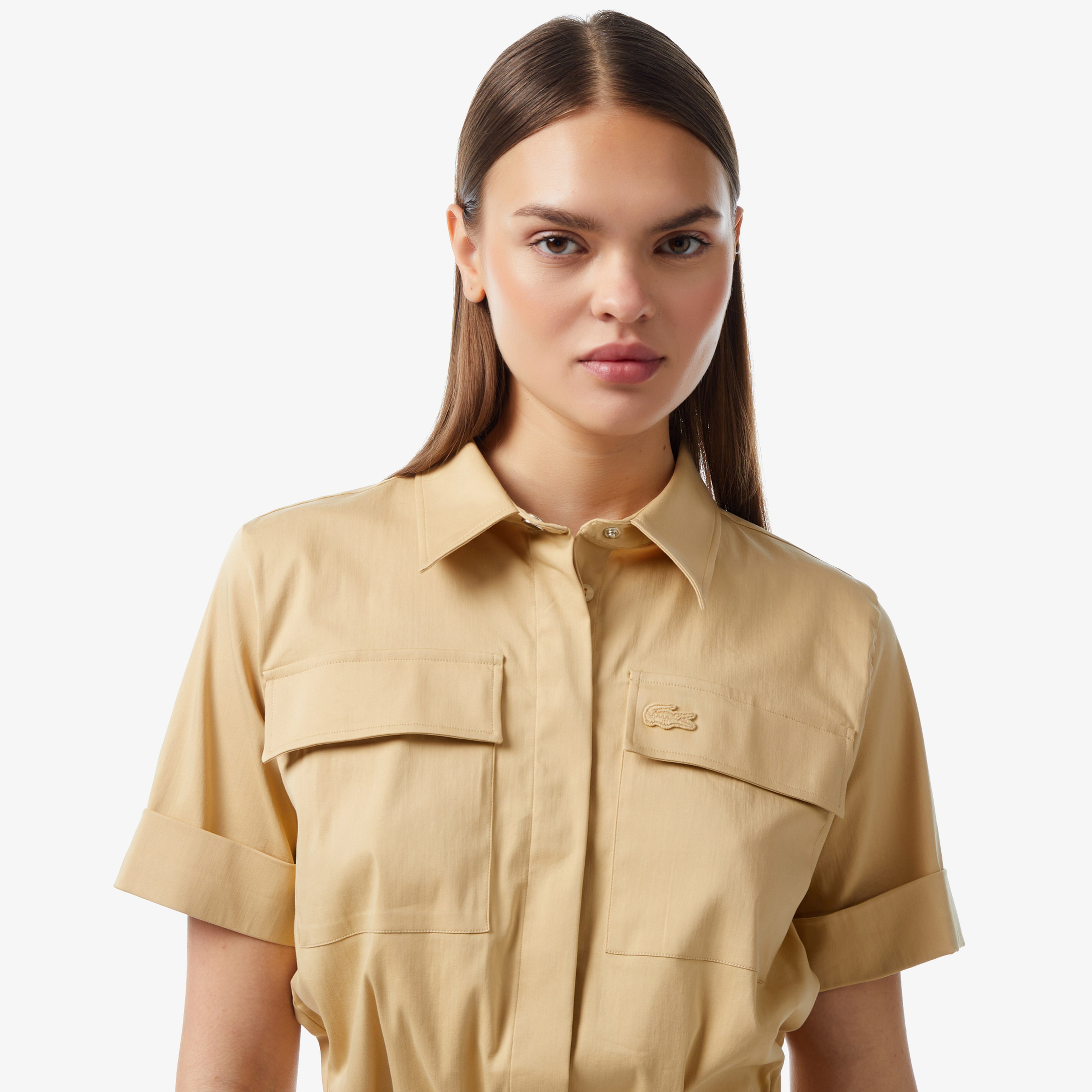 Kadın Kısa Kollu Kahverengi Gömlek