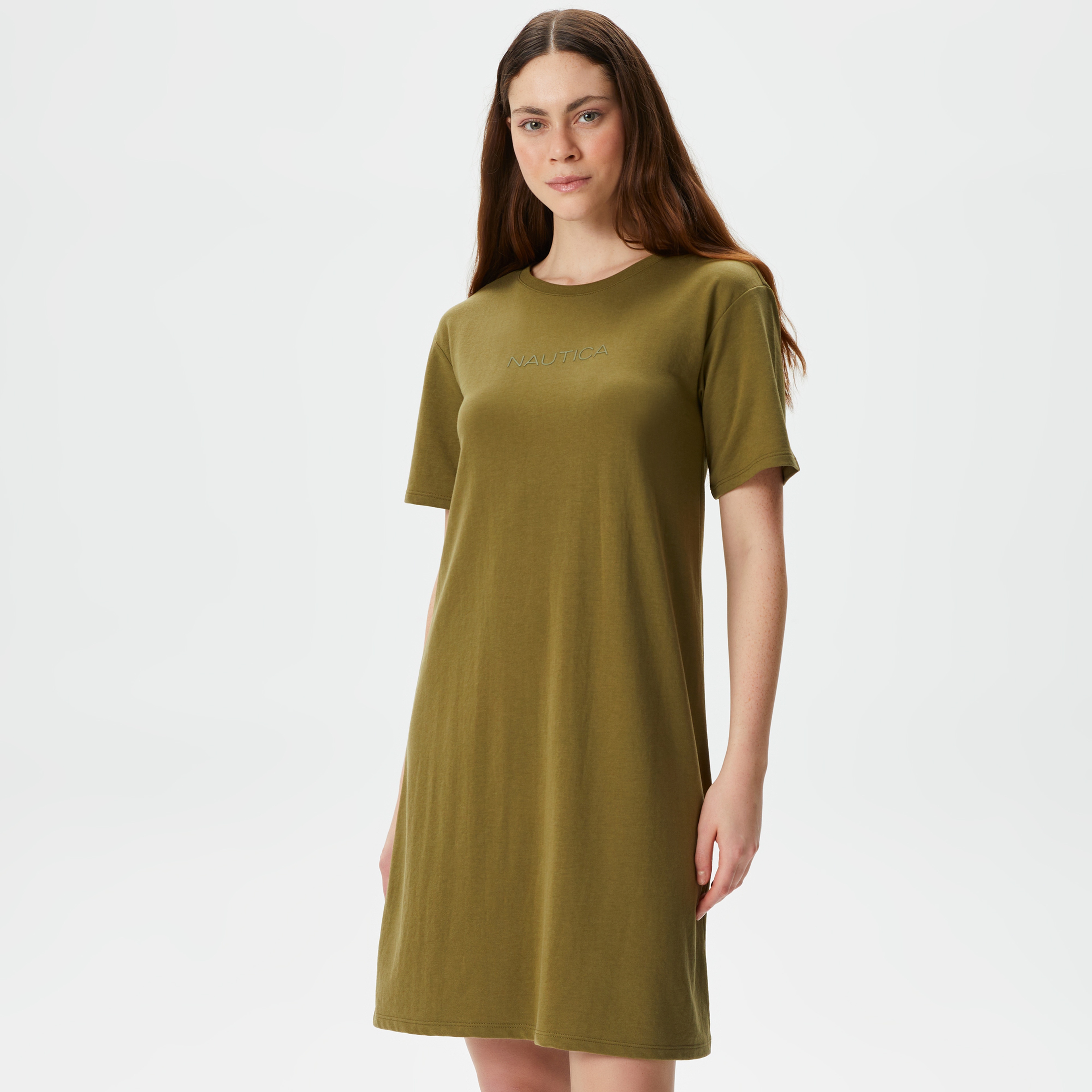 Nautica Kadın Yeşil Relaxed Fit Kısa Kollu Elbise