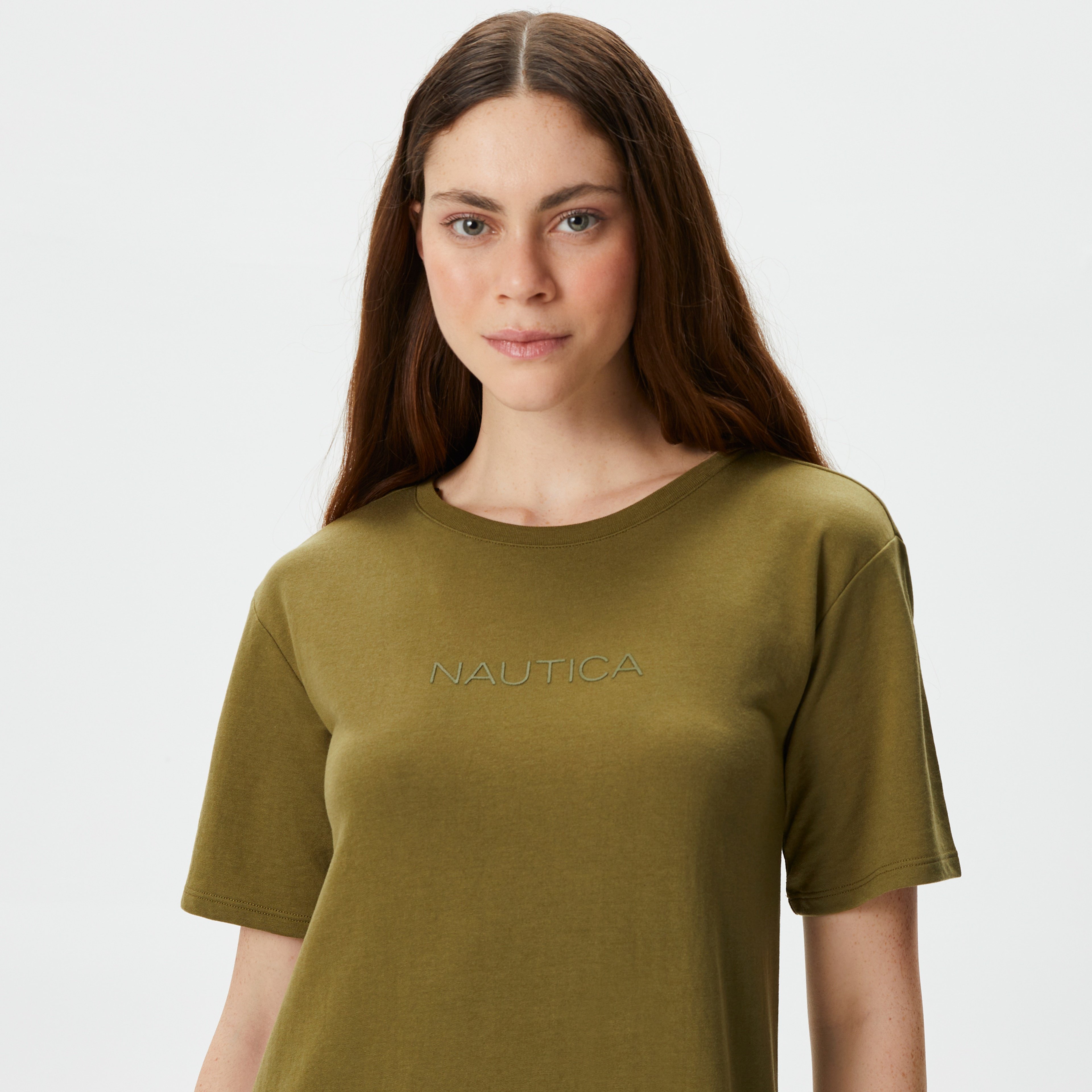 Nautica Kadın Yeşil Relaxed Fit Kısa Kollu Elbise