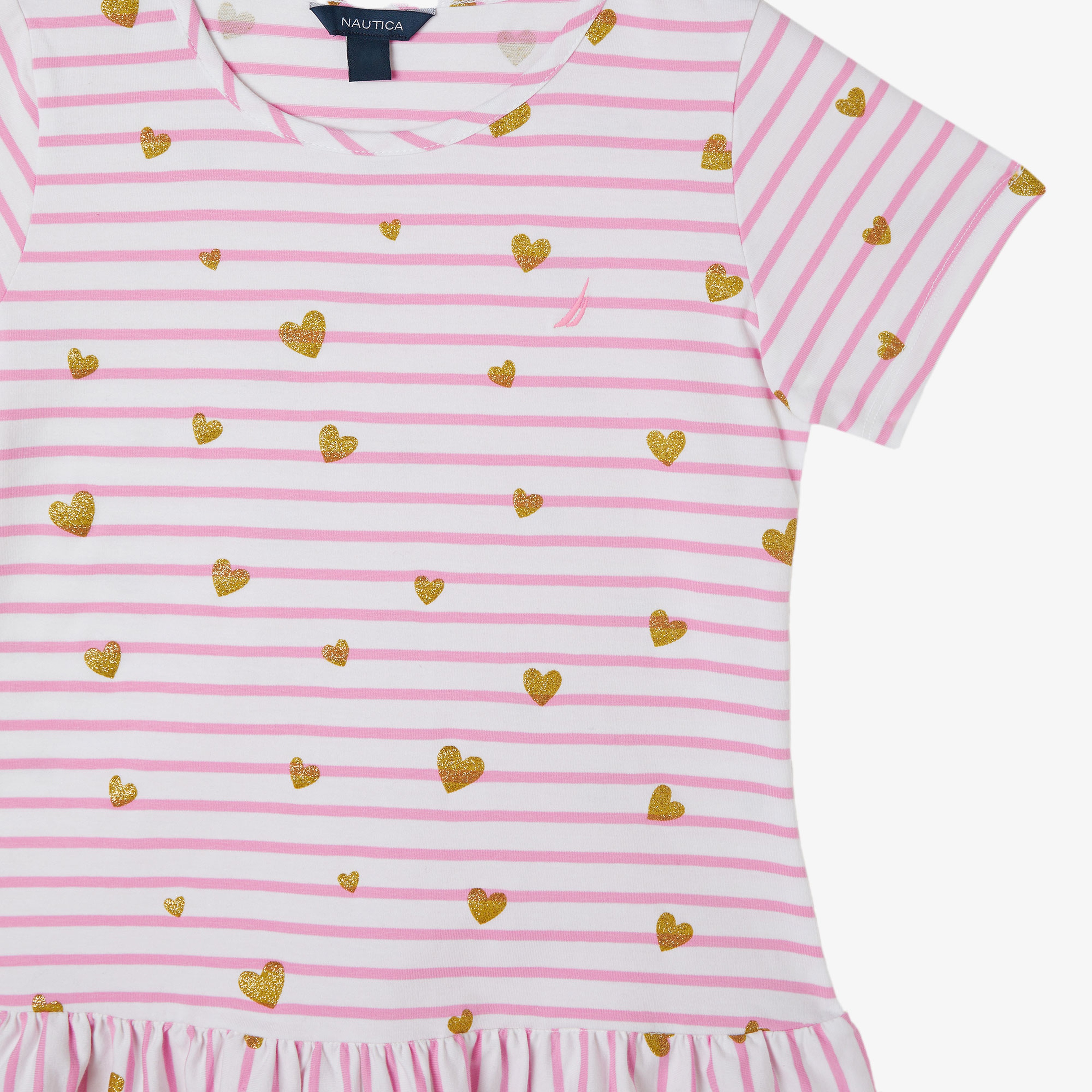 Nautica Kız Çocuk Pembe Kısa Kollu Baskılı Elbise