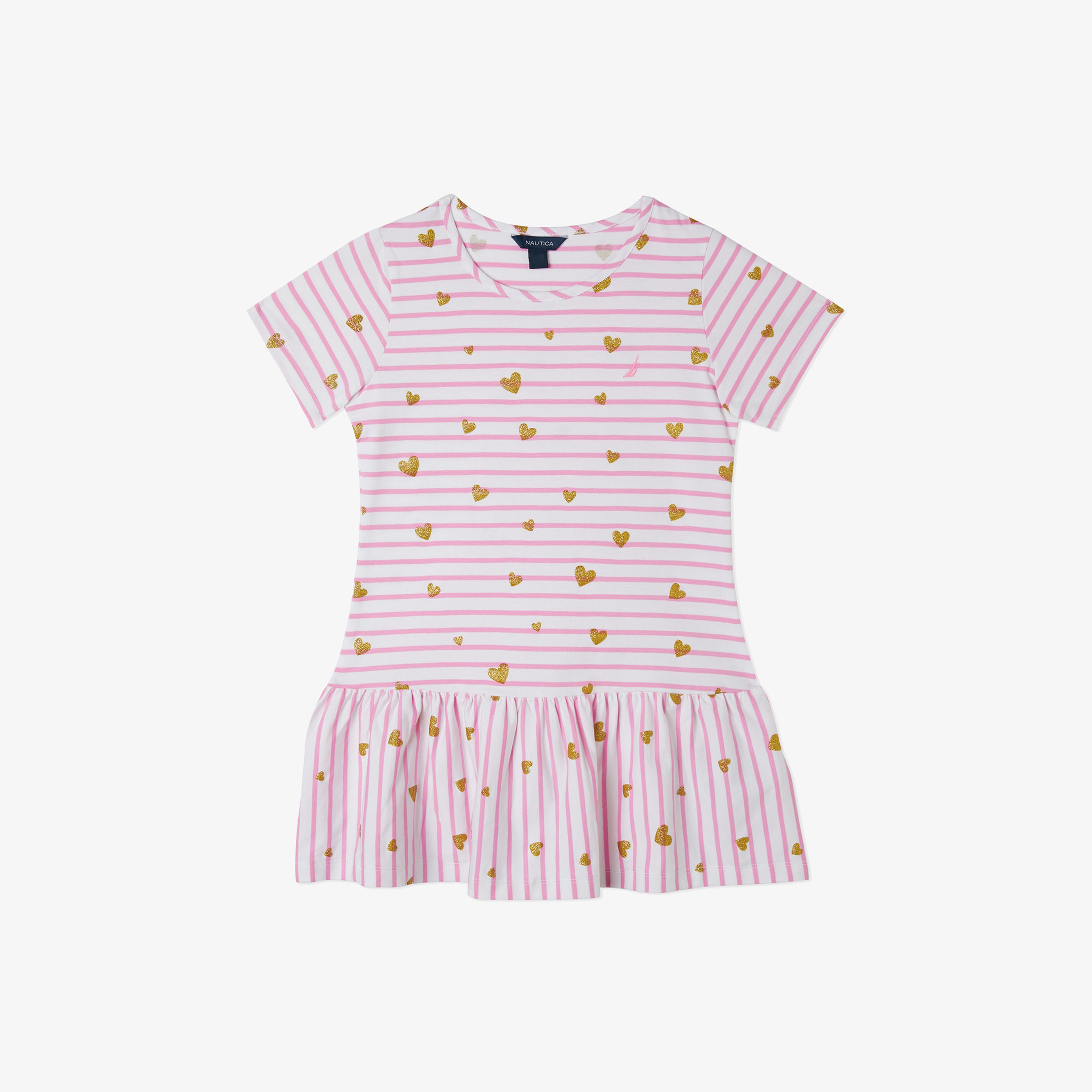Nautica Kız Çocuk Pembe Kısa Kollu Baskılı Elbise