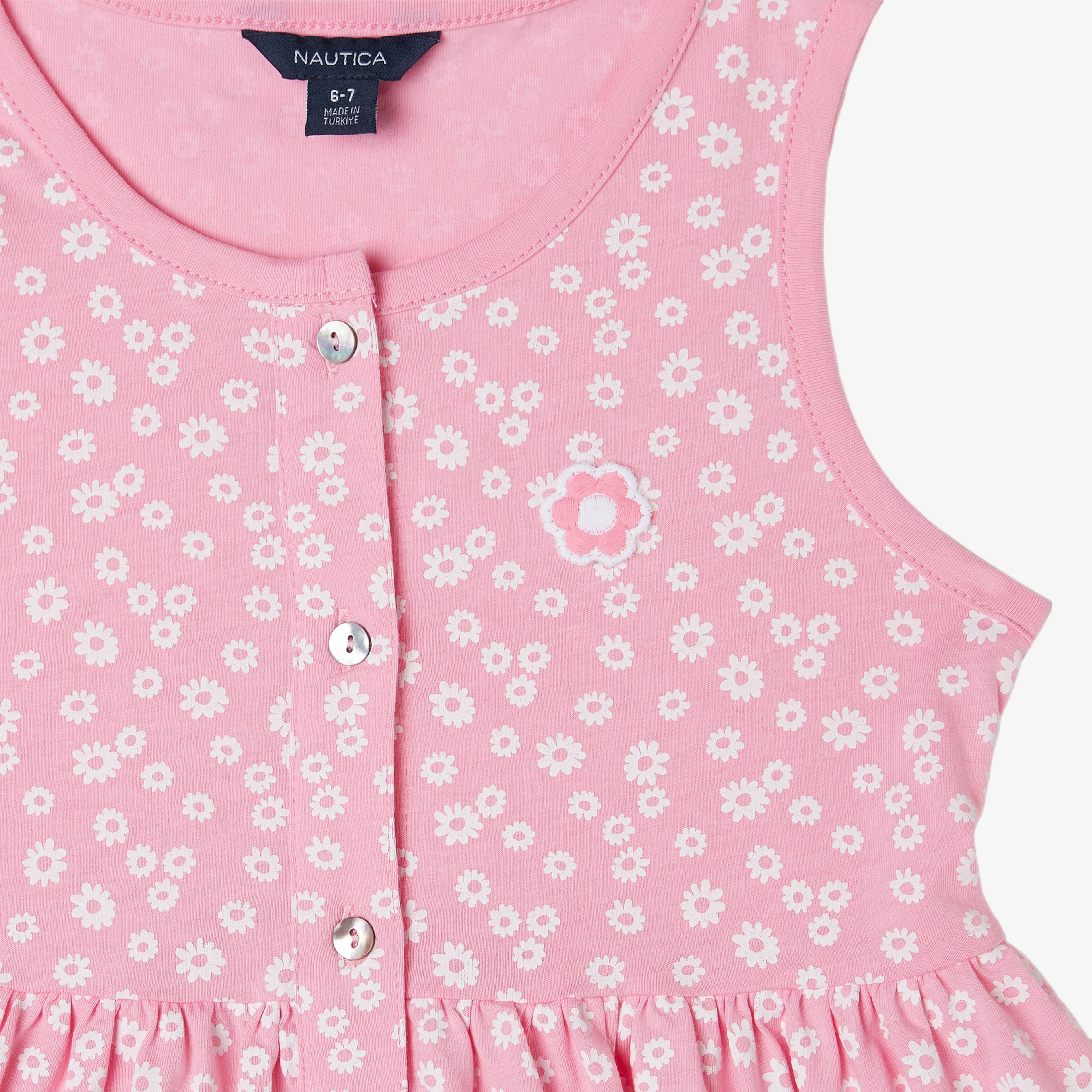 Nautica Kız Çocuk Pembe Baskılı Elbise