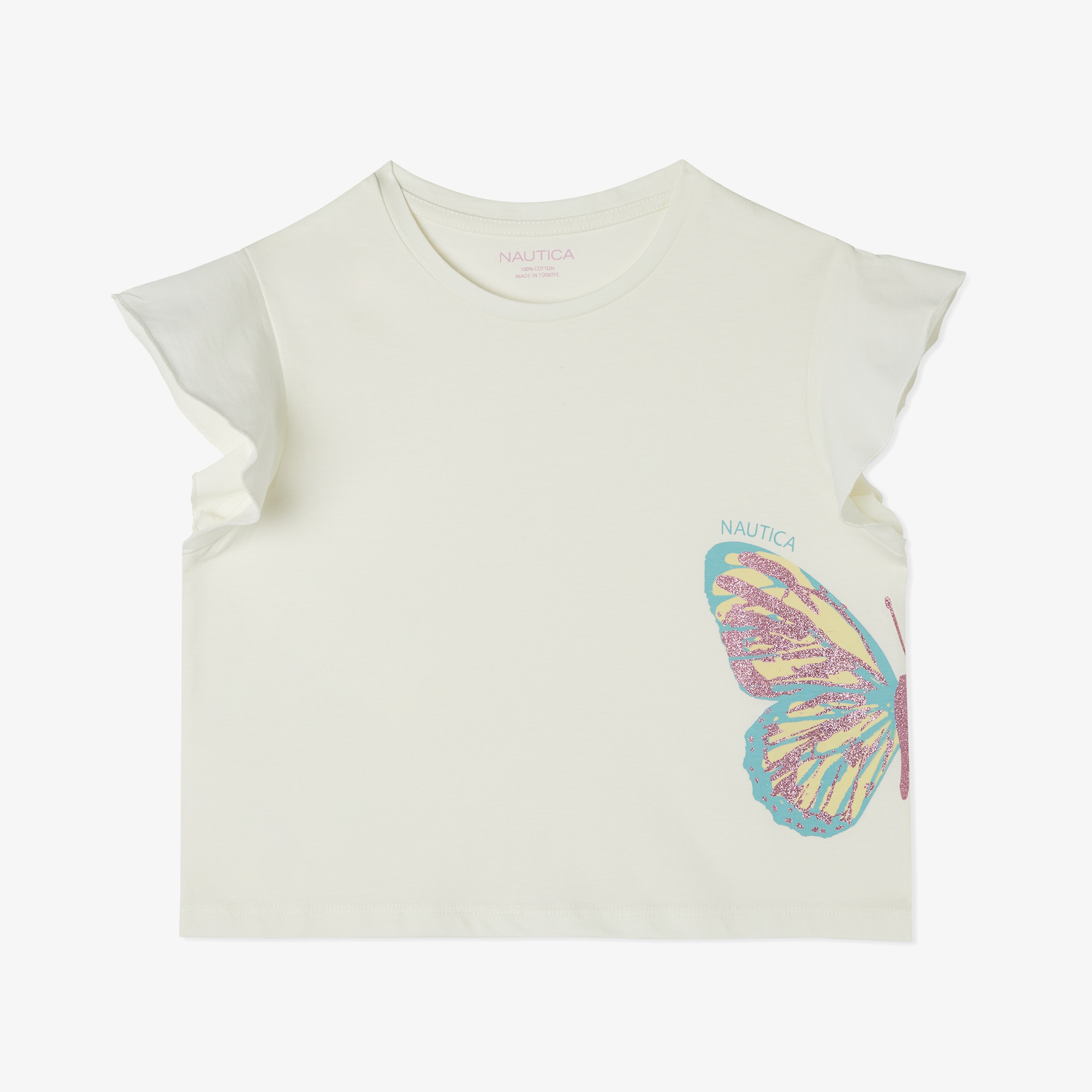 Nautica Kız Çocuk Beyaz Relaxed Fit T-Shirt