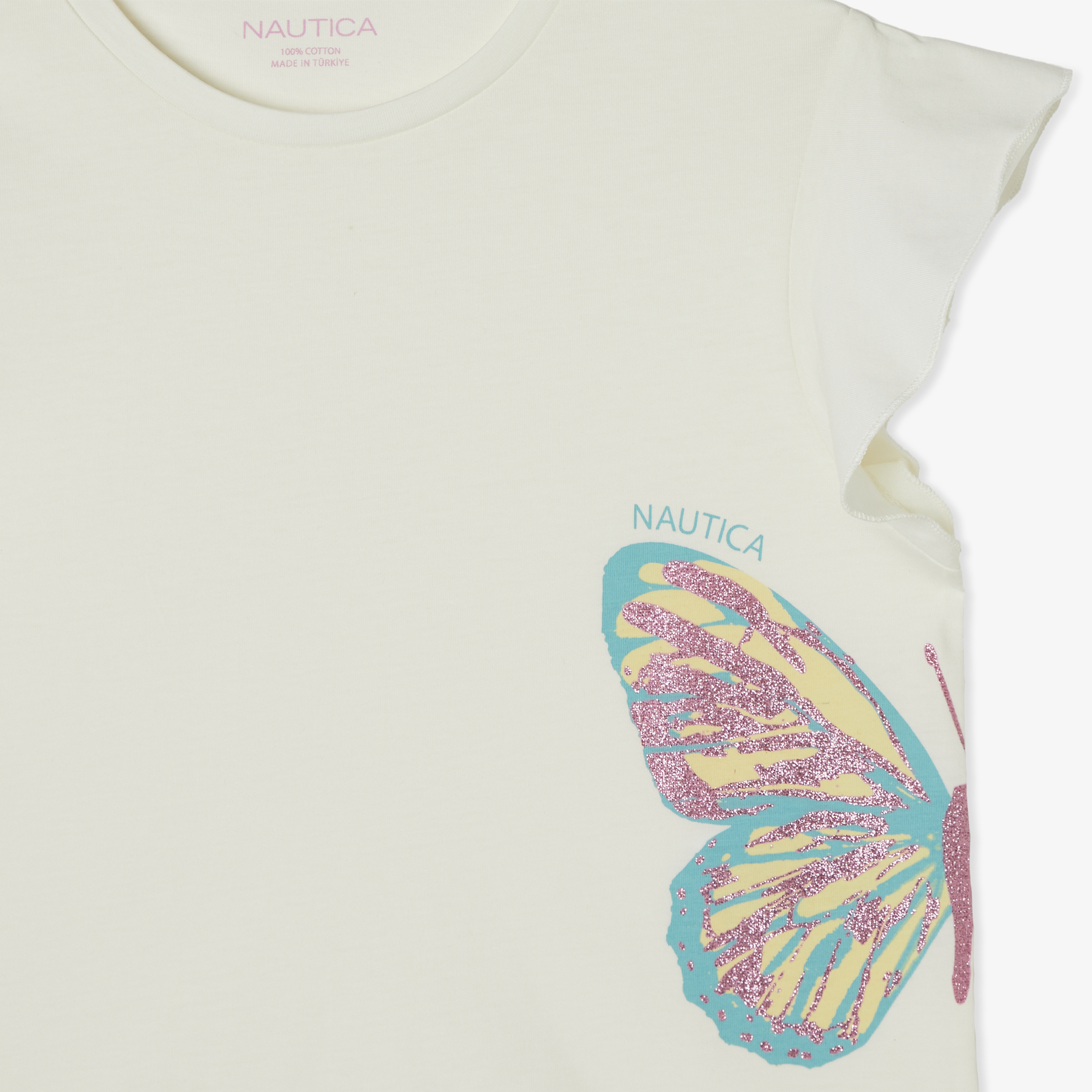 Nautica Kız Çocuk Beyaz Relaxed Fit T-Shirt