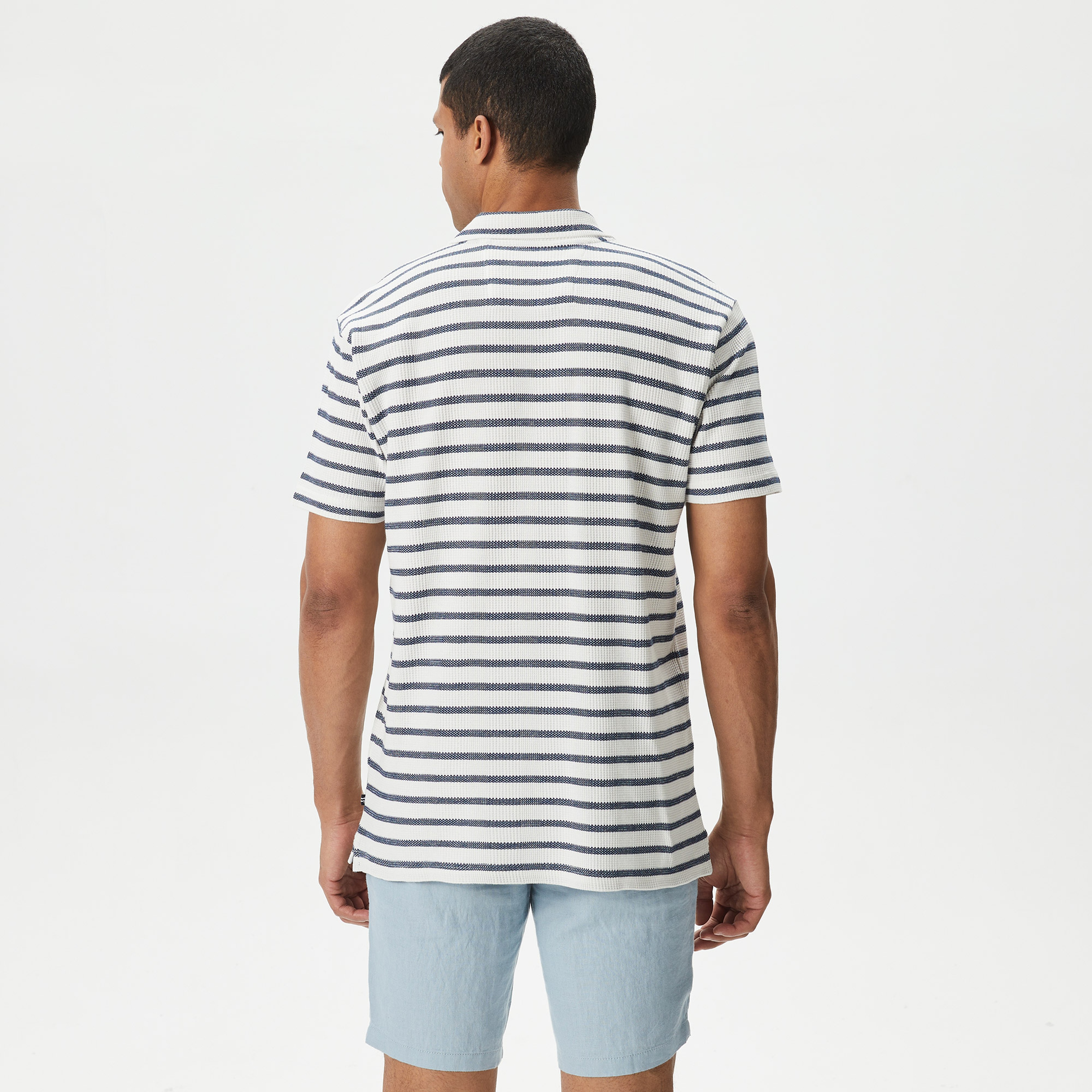 Nautica Erkek Lacivert Classic Fit Kısa Kollu Çizgili Polo Yaka T-Shirt