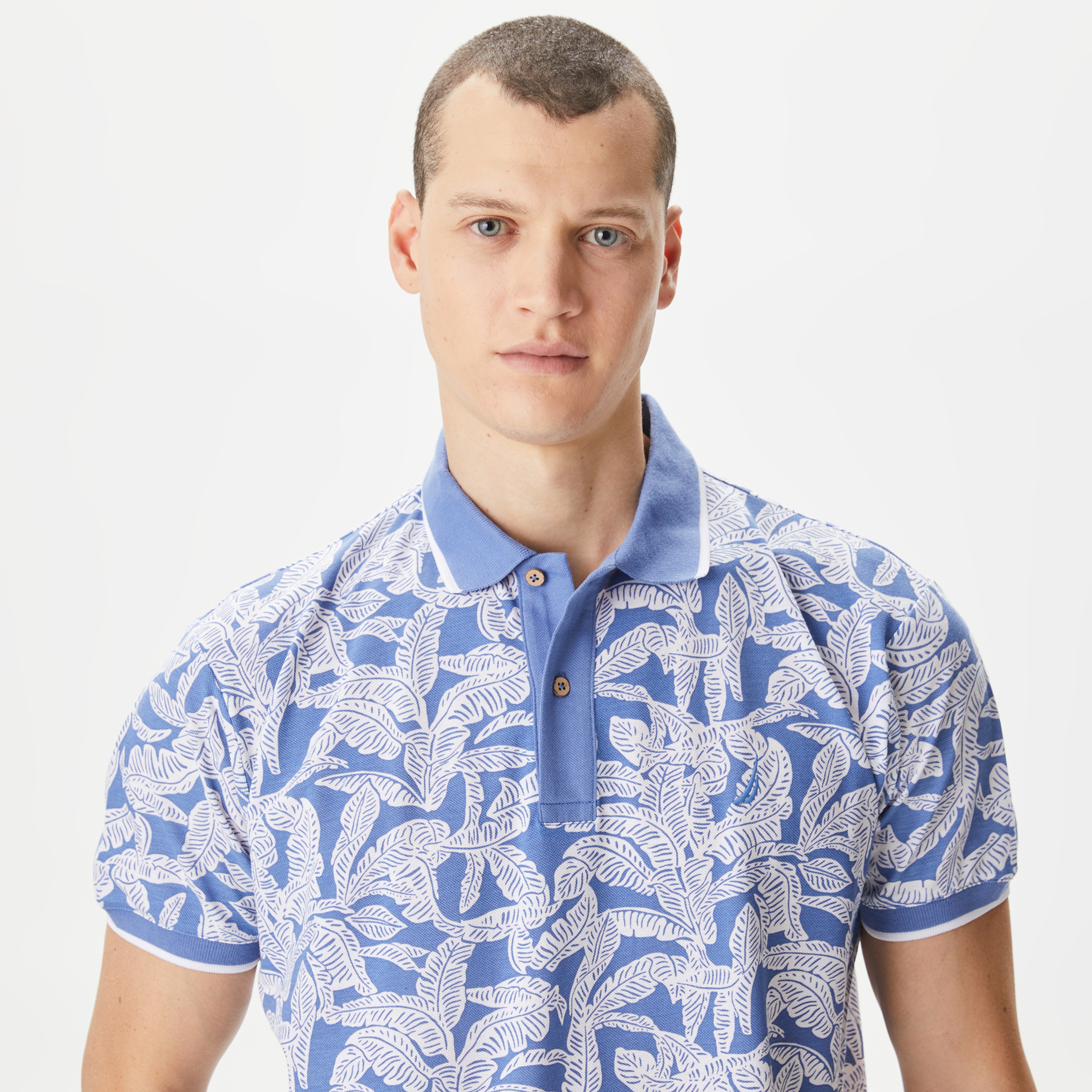 Nautica Erkek Mavi Classic Fit Kısa Kollu Baskılı Polo Yaka T-Shirt