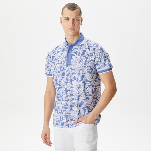 Nautica Erkek Mavi Classic Fit Kısa Kollu Baskılı Polo Yaka T-Shirt