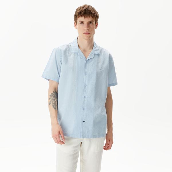 Nautica Erkek Mavi Classic Fit Kısa Kollu Gömlek