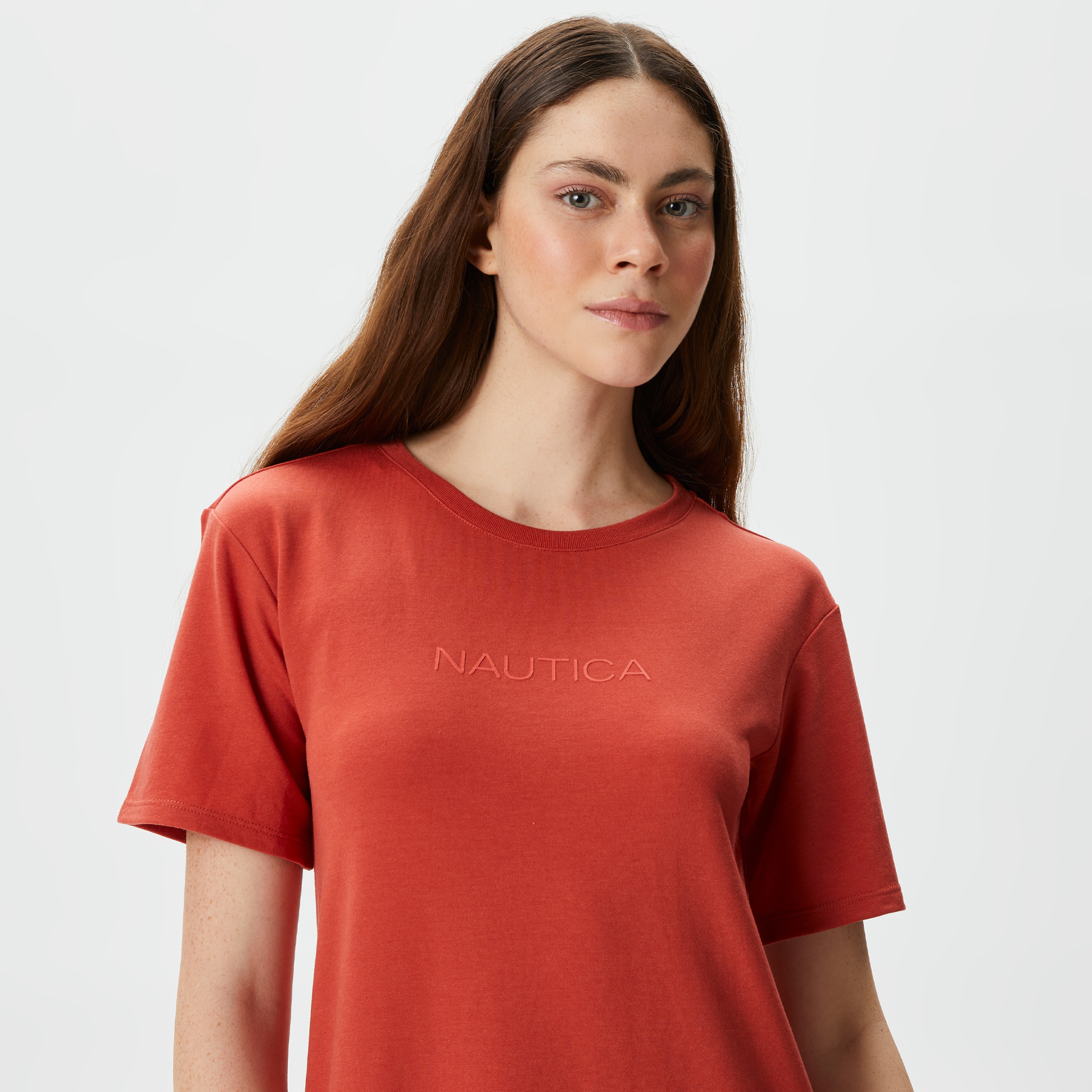 Nautica Kadın Kiremit Relaxed Fit Kısa Kollu Elbise