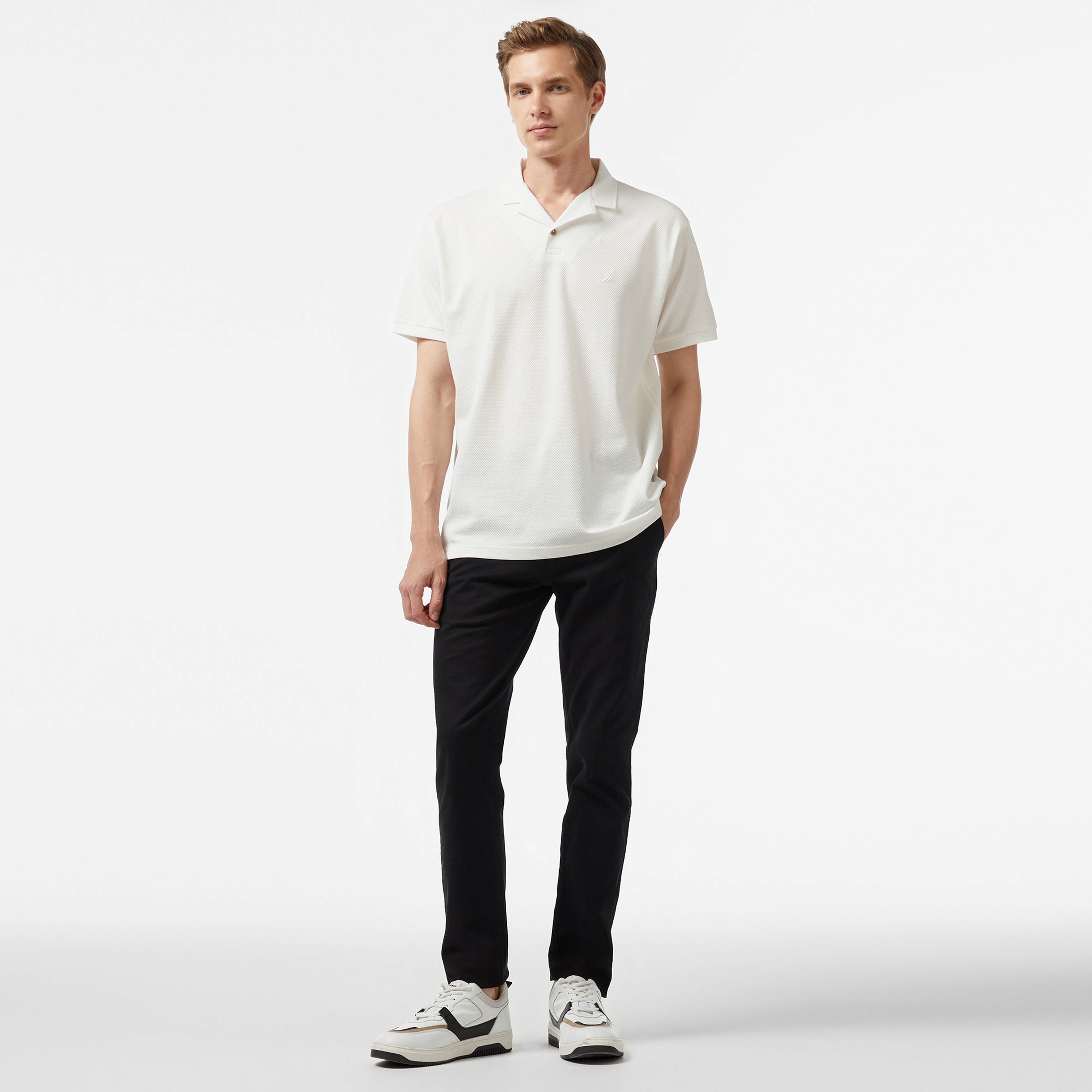 Nautica Erkek Kırık Beyaz Classic Fit Polo Yaka T-Shirt