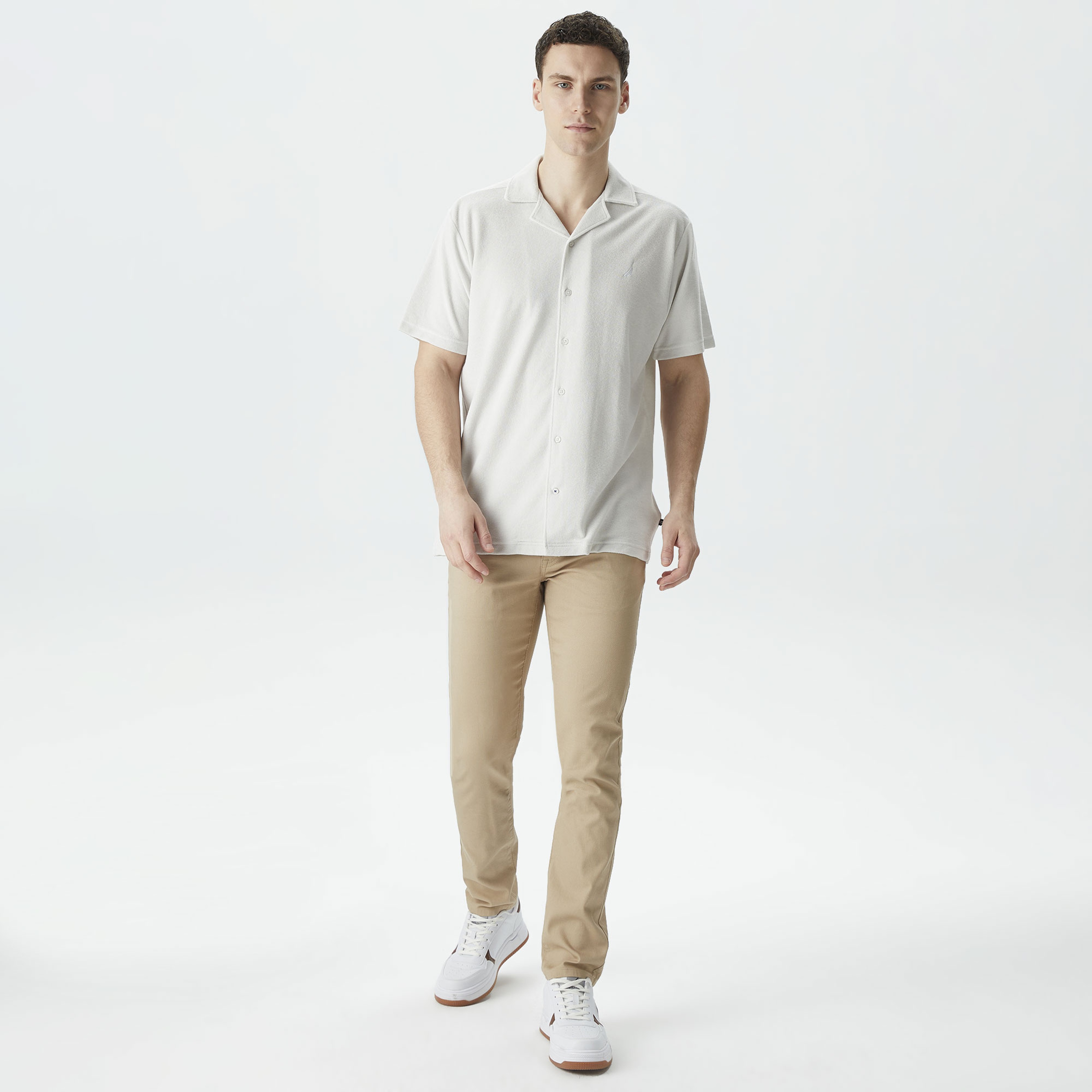 Nautica Erkek Gri Classic Fit Kısa Kollu Gömlek