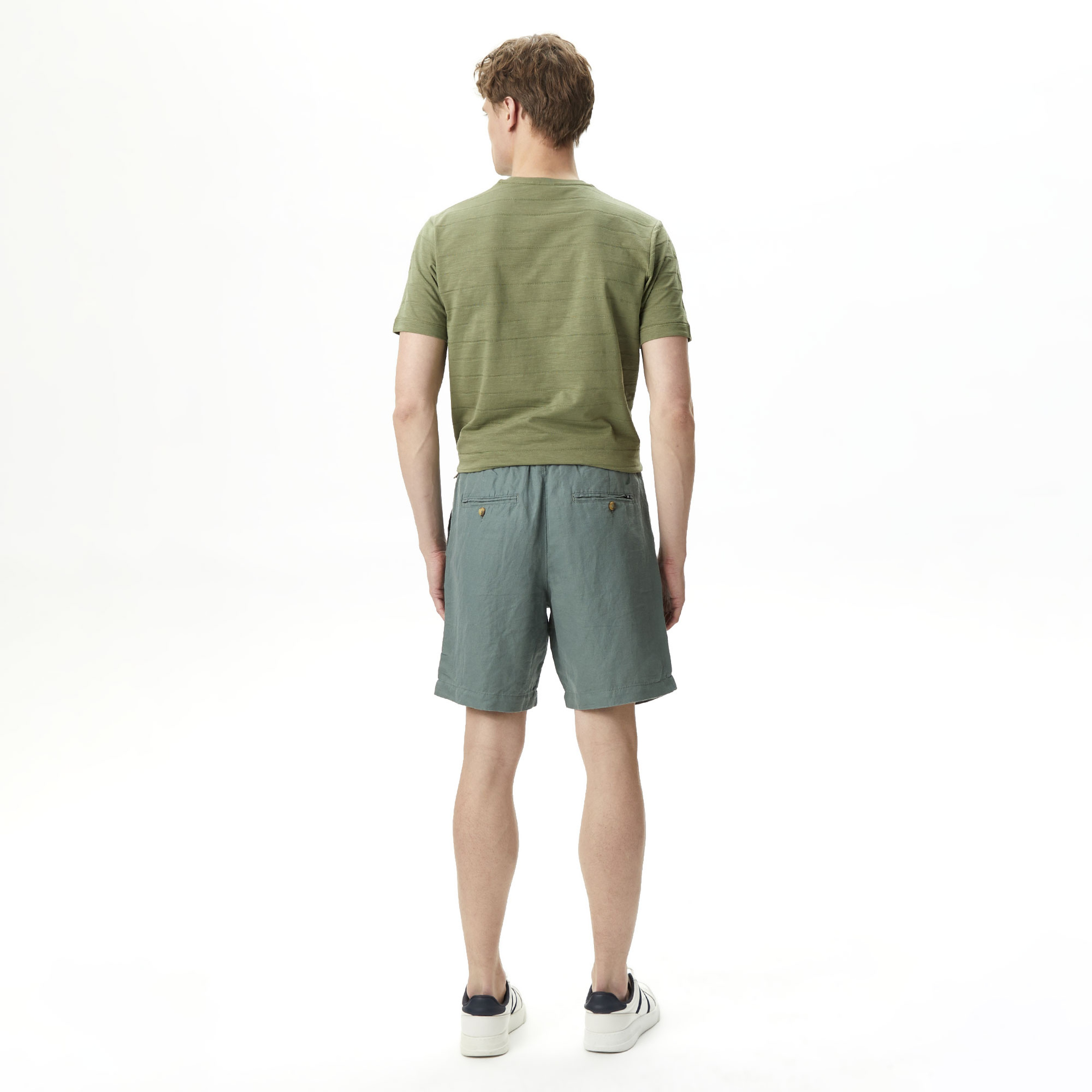 Nautica Erkek Yeşil Classic Fit Keten Bermuda