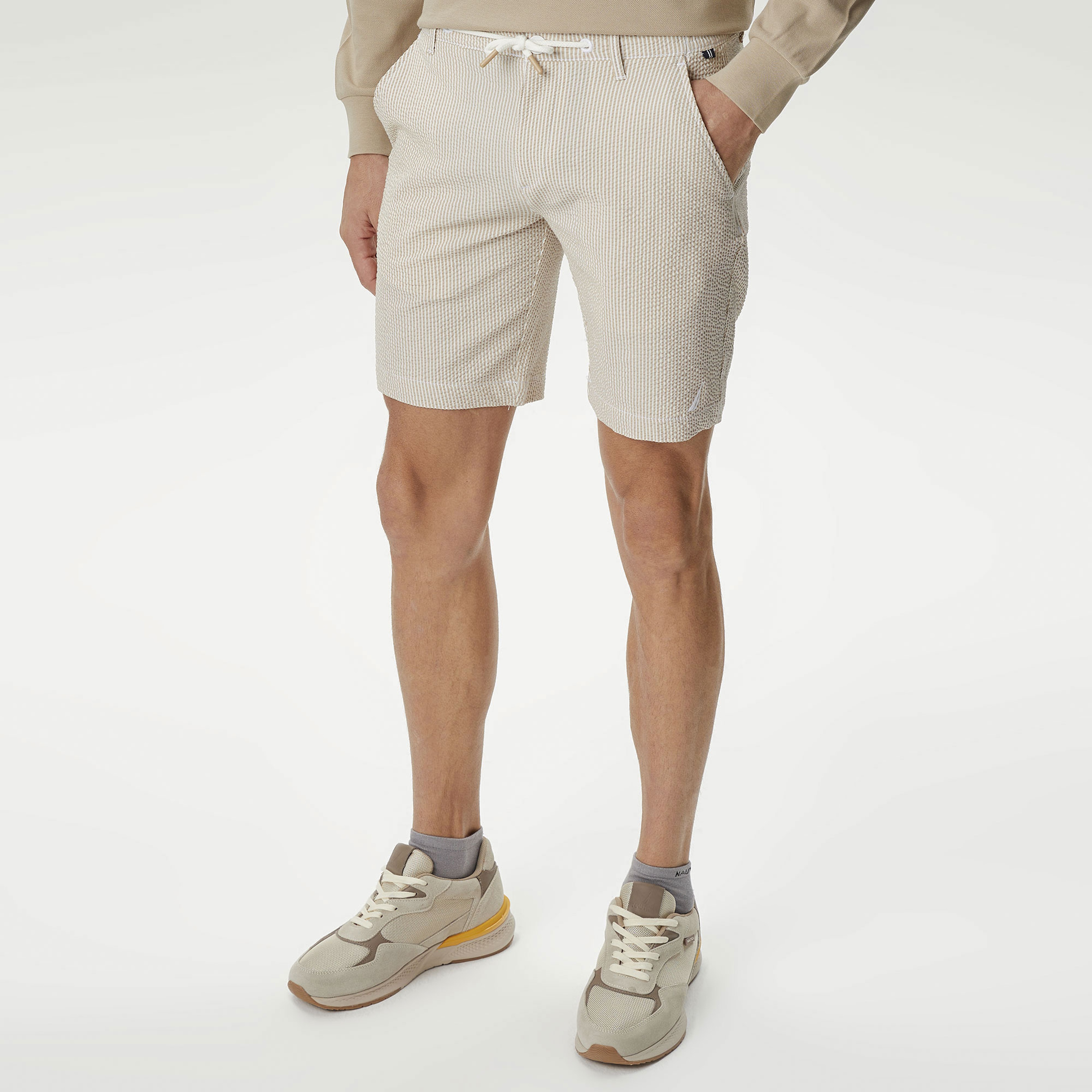 Nautica Erkek Bej Standart Fit Bermuda