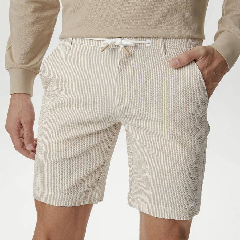 Nautica Erkek Bej Standart Fit Bermuda