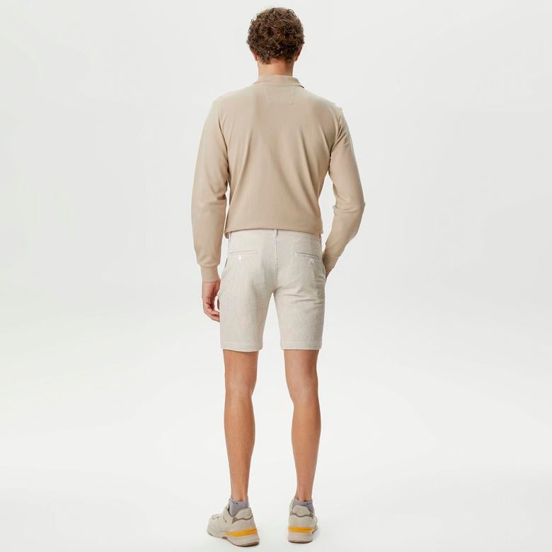 Nautica Erkek Bej Standart Fit Bermuda