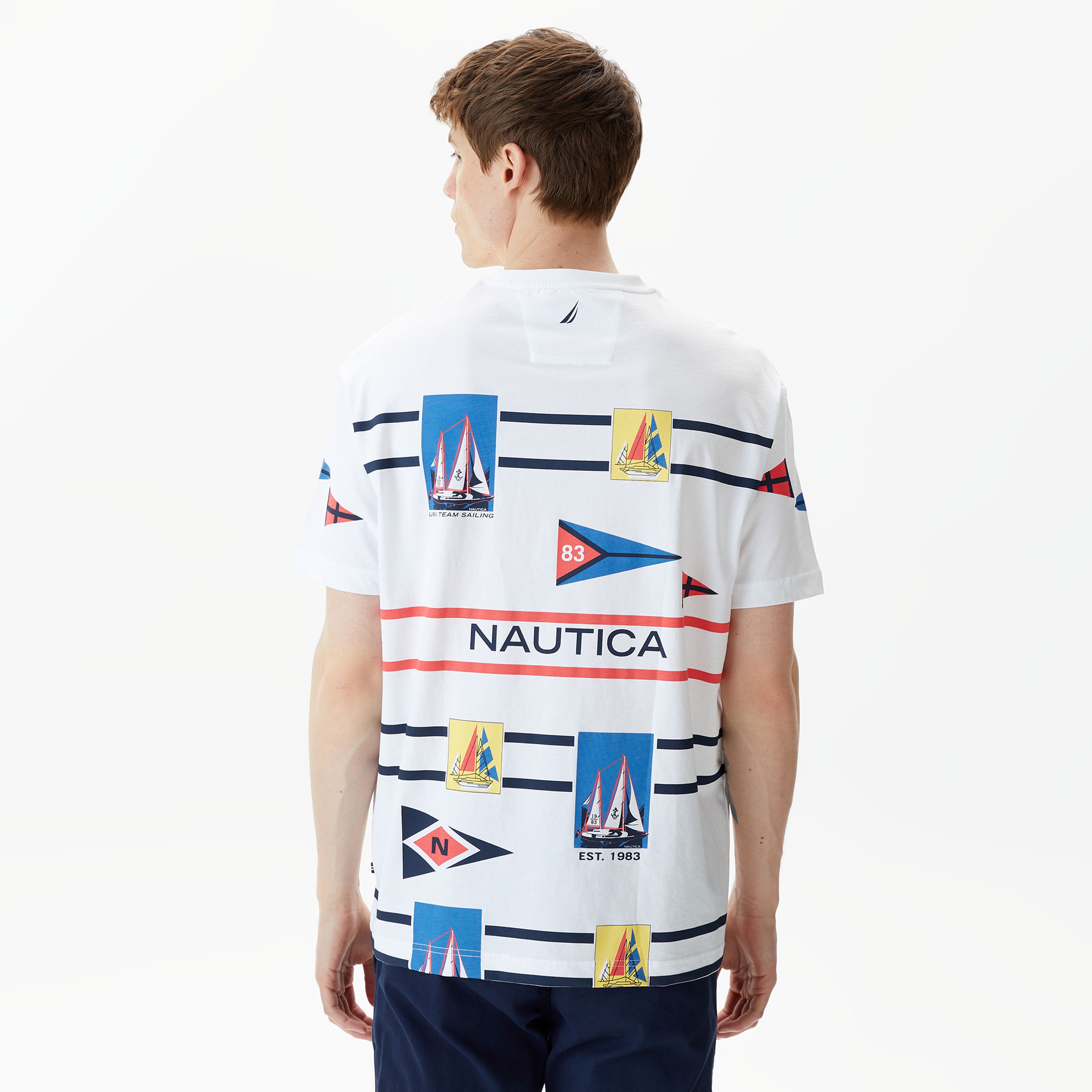Nautica Erkek Beyaz Standart Fit T-Shirt