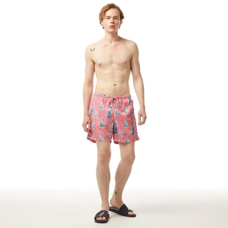 Nautica Erkek Pembe Standart Fit Deniz Şortu