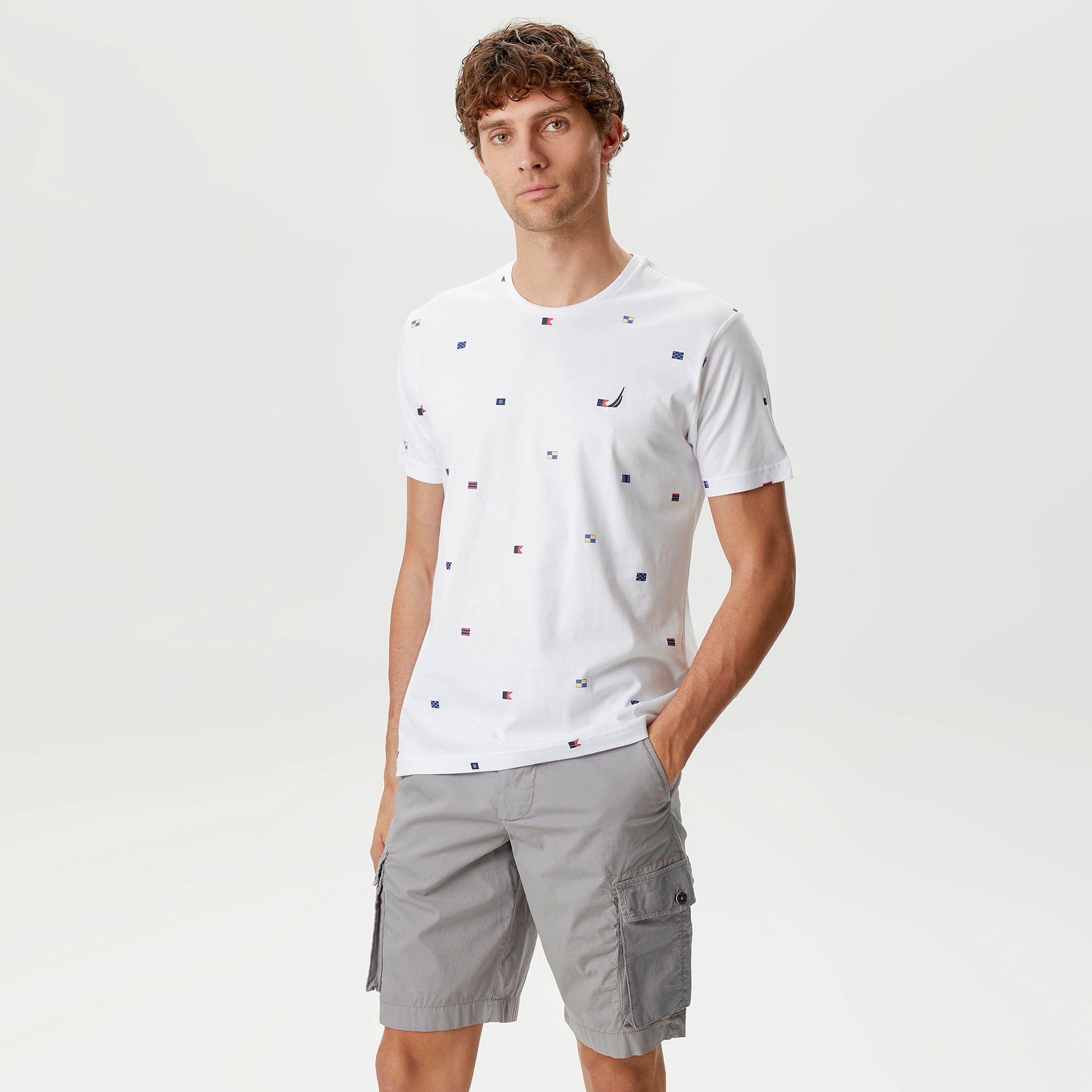 Nautica Erkek Beyaz Standart Fit T-Shirt