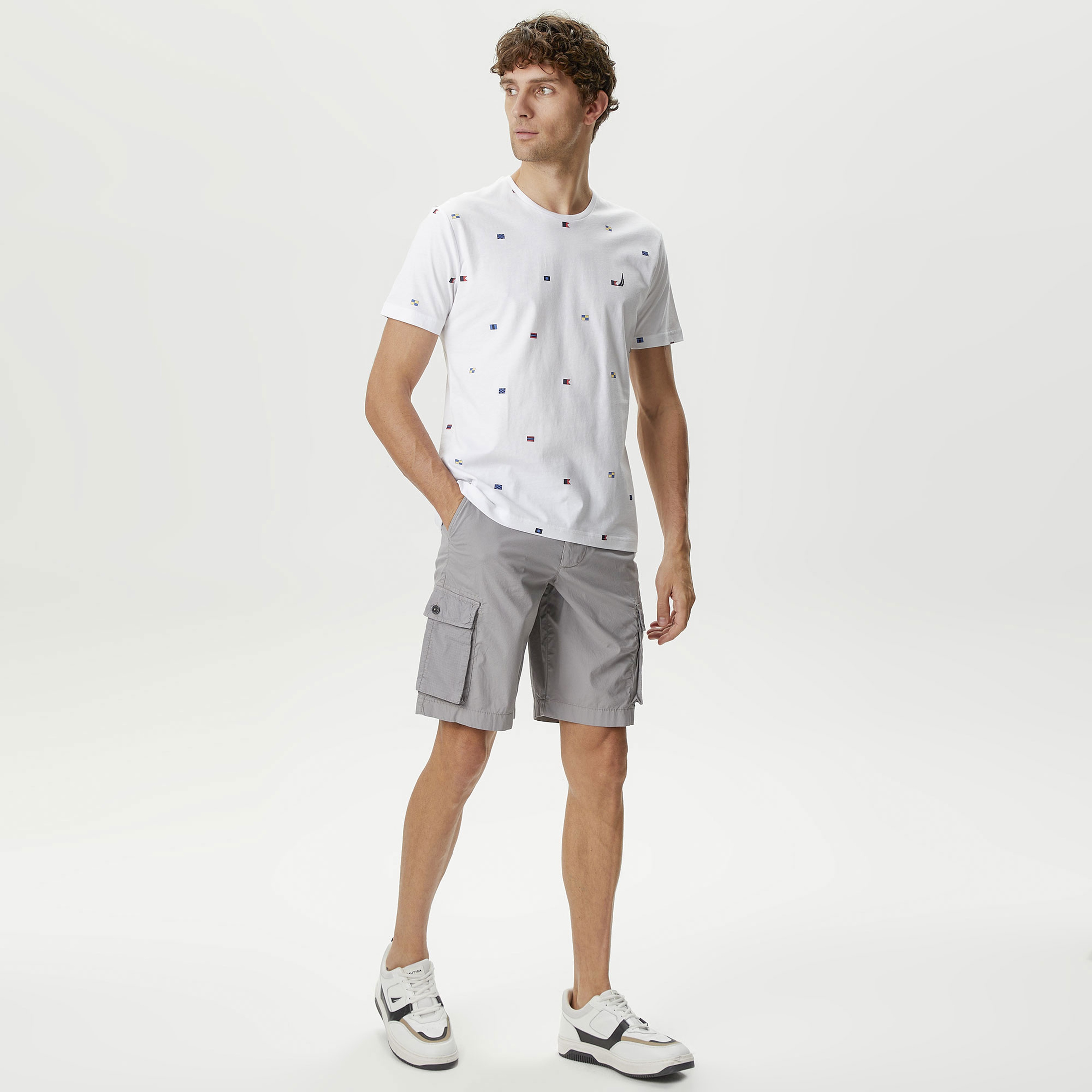 Nautica Erkek Beyaz Standart Fit T-Shirt