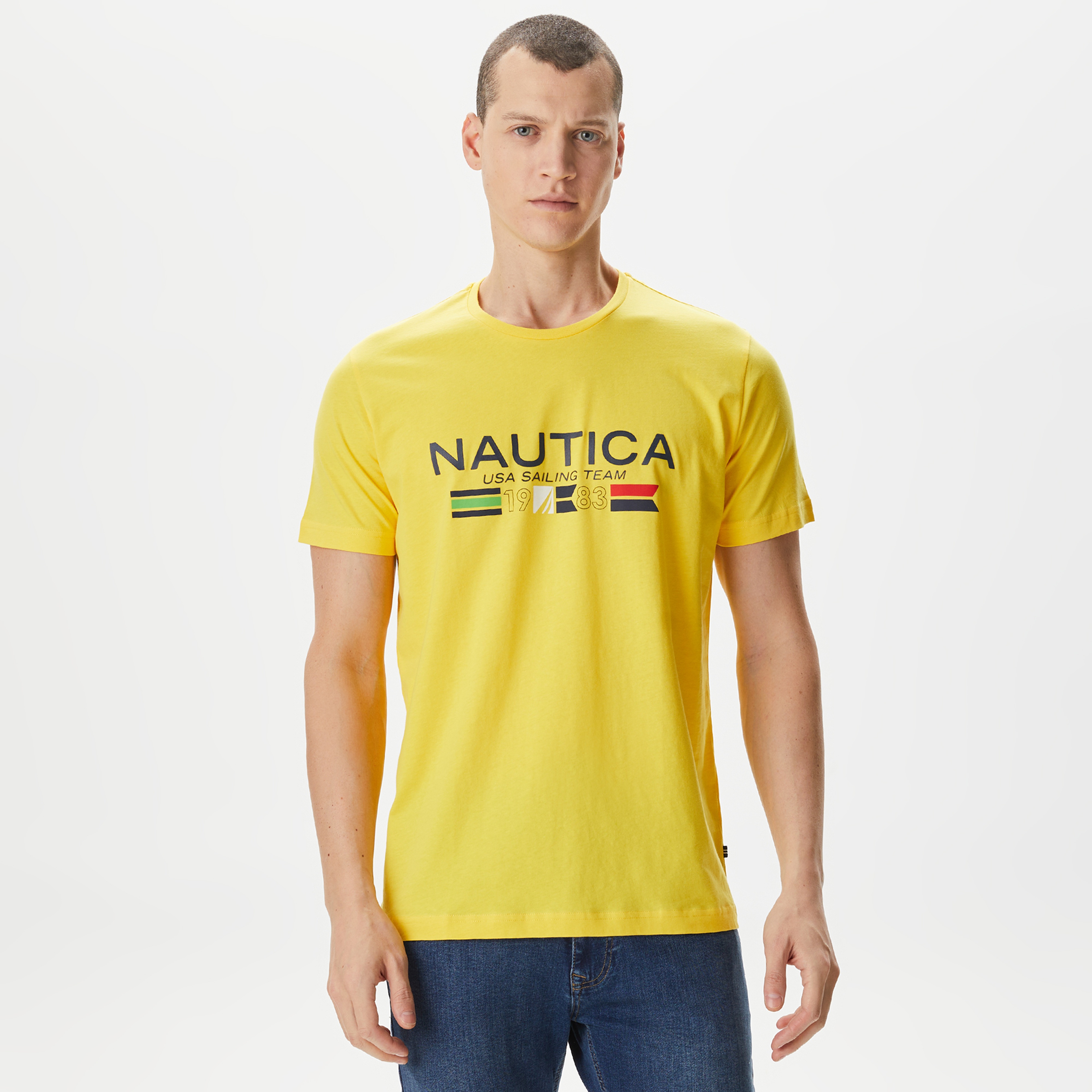 Nautica Erkek Sarı Standart Fit T-Shirt