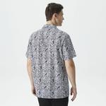 Nautica Erkek Beyaz Classic Fit Kısa Kollu Desenli Keten Gömlek