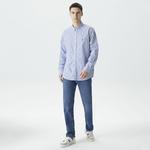 Nautica Erkek Mavi Classic Fit Uzun Kollu Desenli Gömlek