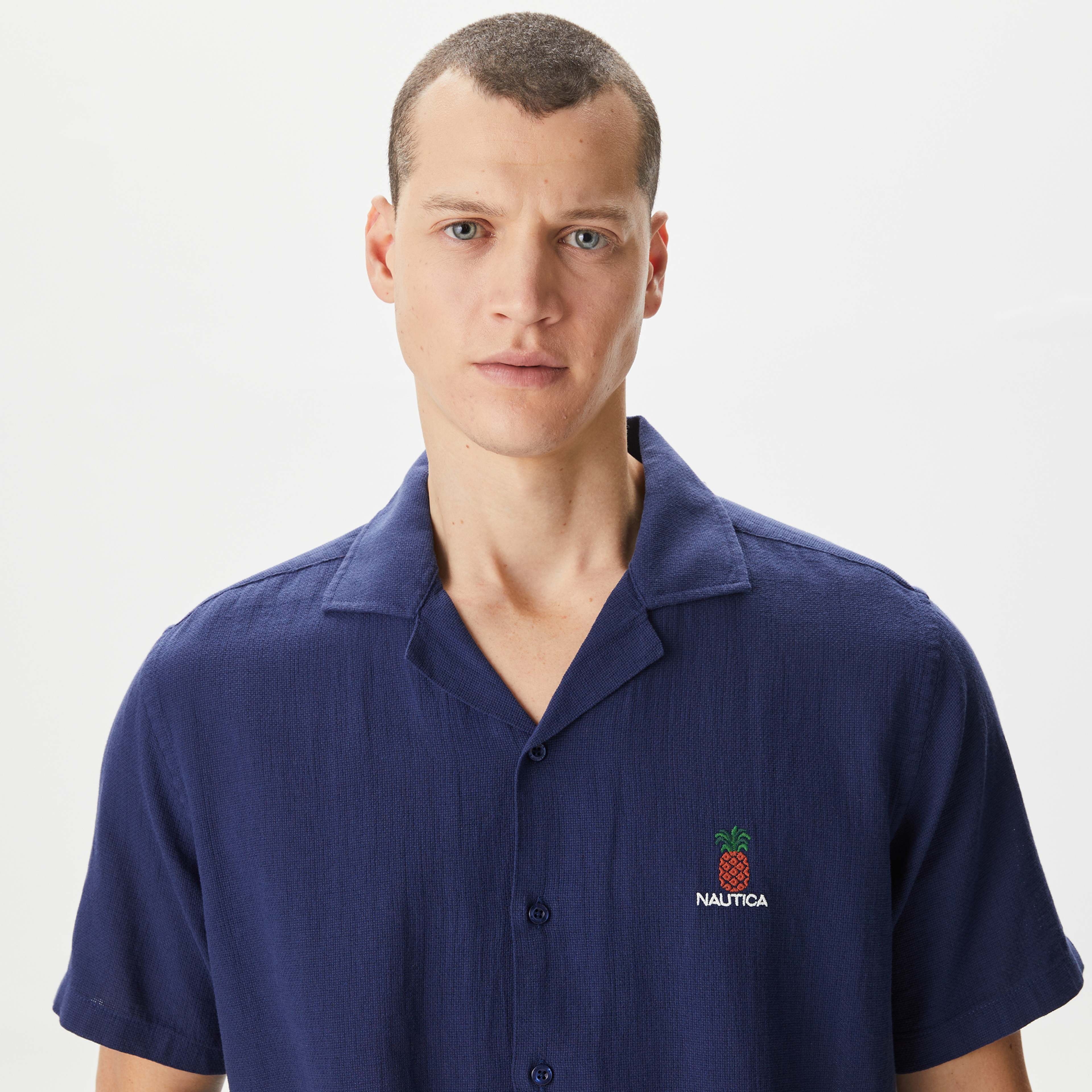 Nautica Erkek Lacivert Classic Fit Kısa Kollu Gömlek