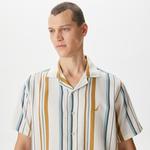 Nautica Erkek Kırık Beyaz Classic Fit Kısa Kollu Çizgili Gömlek