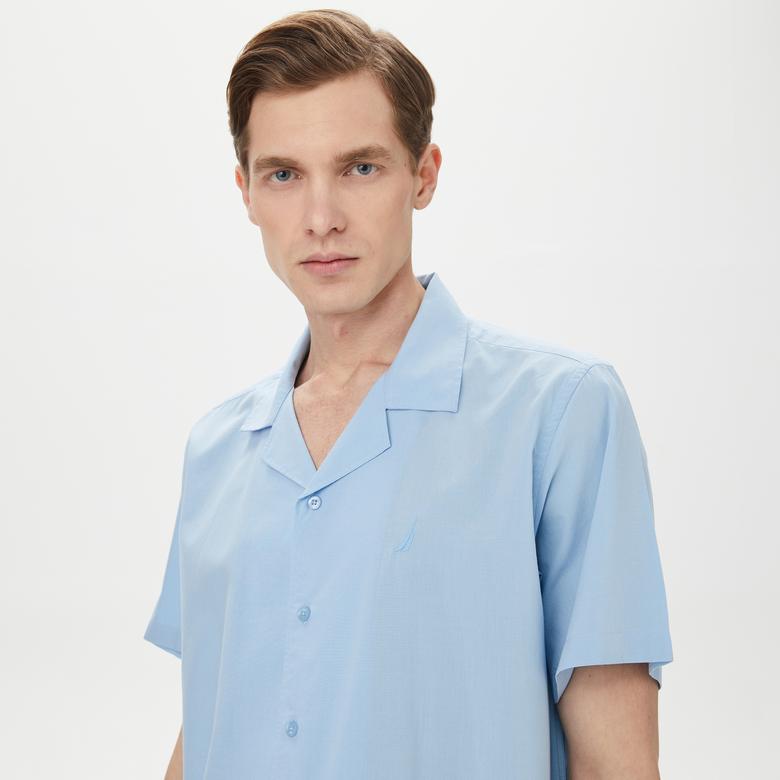 Nautica Erkek Mavi Classic Fit Kısa Kollu Gömlek
