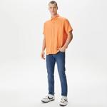 Nautica Erkek Turuncu Classic Fit Kısa Kollu Keten Gömlek