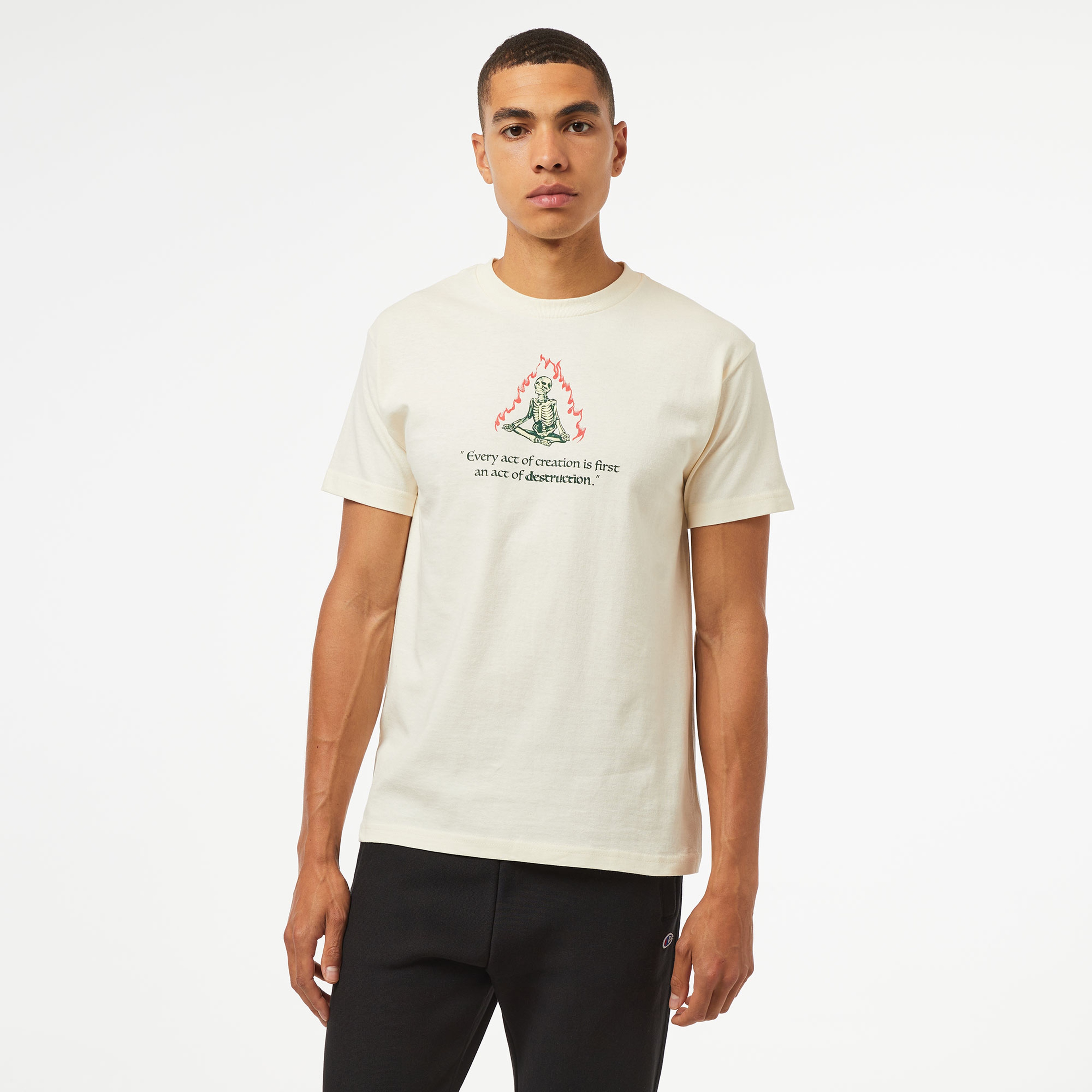 The Hundreds Flame Wildfire Erkek Krem Rengi T-Shirt
