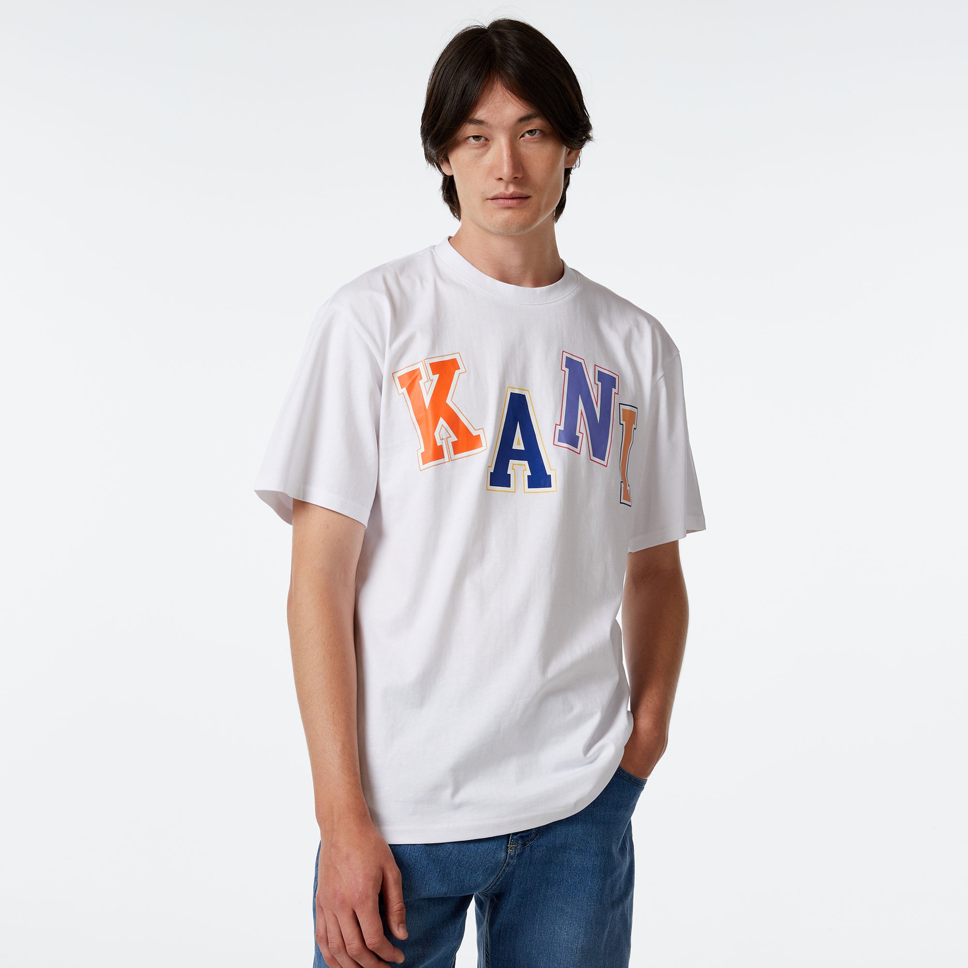 Karl Kani Woven Sign. Multicolor Logo Erkek Beyaz T-Shirt