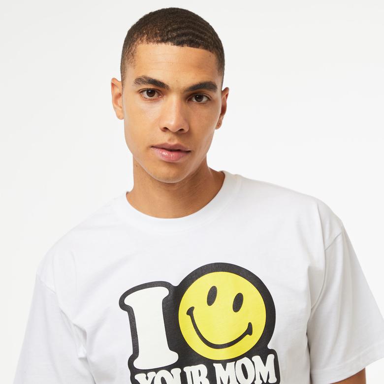 Market Smiley Your Mom Erkek Beyaz T-Shirt