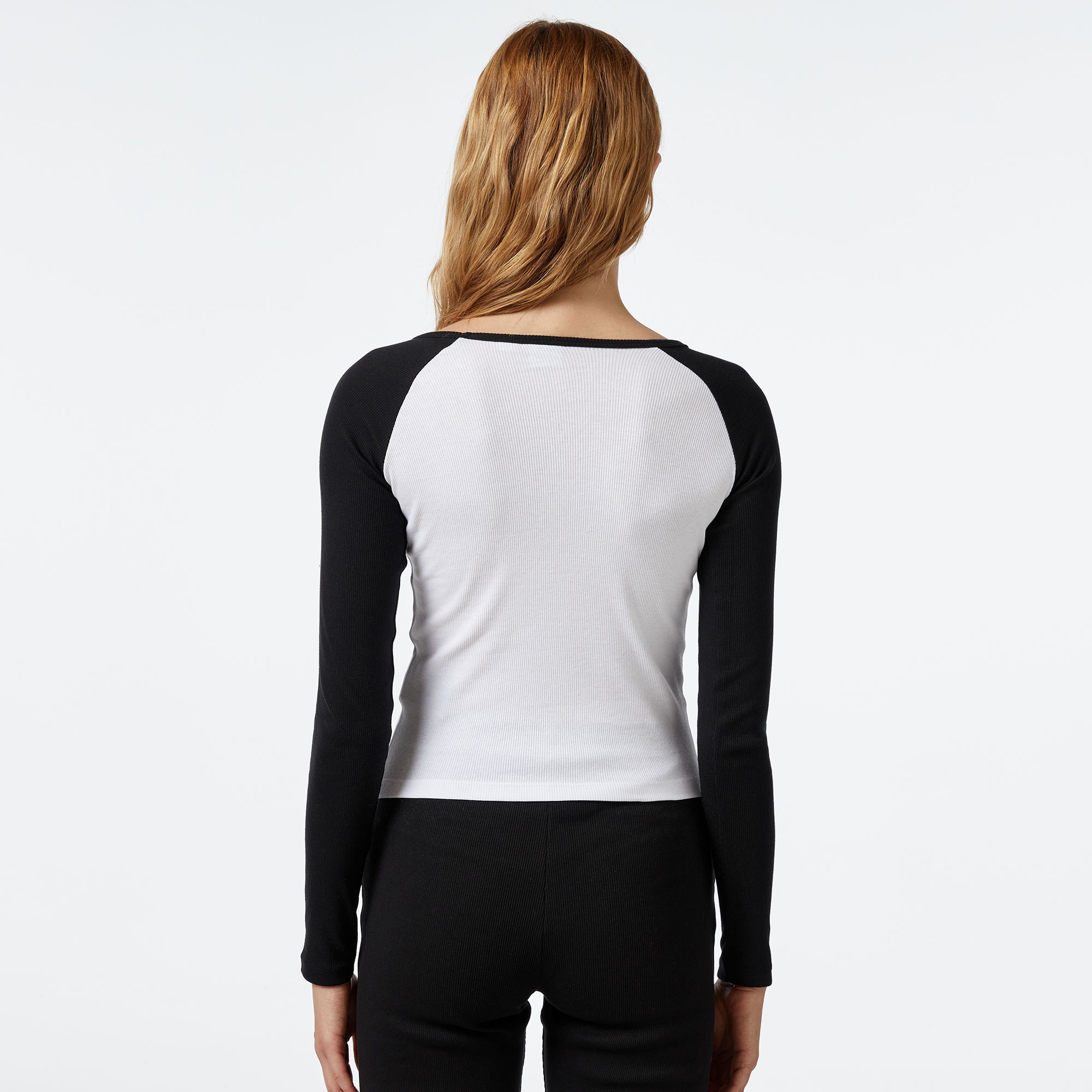 Karl Kani KK Varsity Crop Block Rib LS Kadın Beyaz Bluz