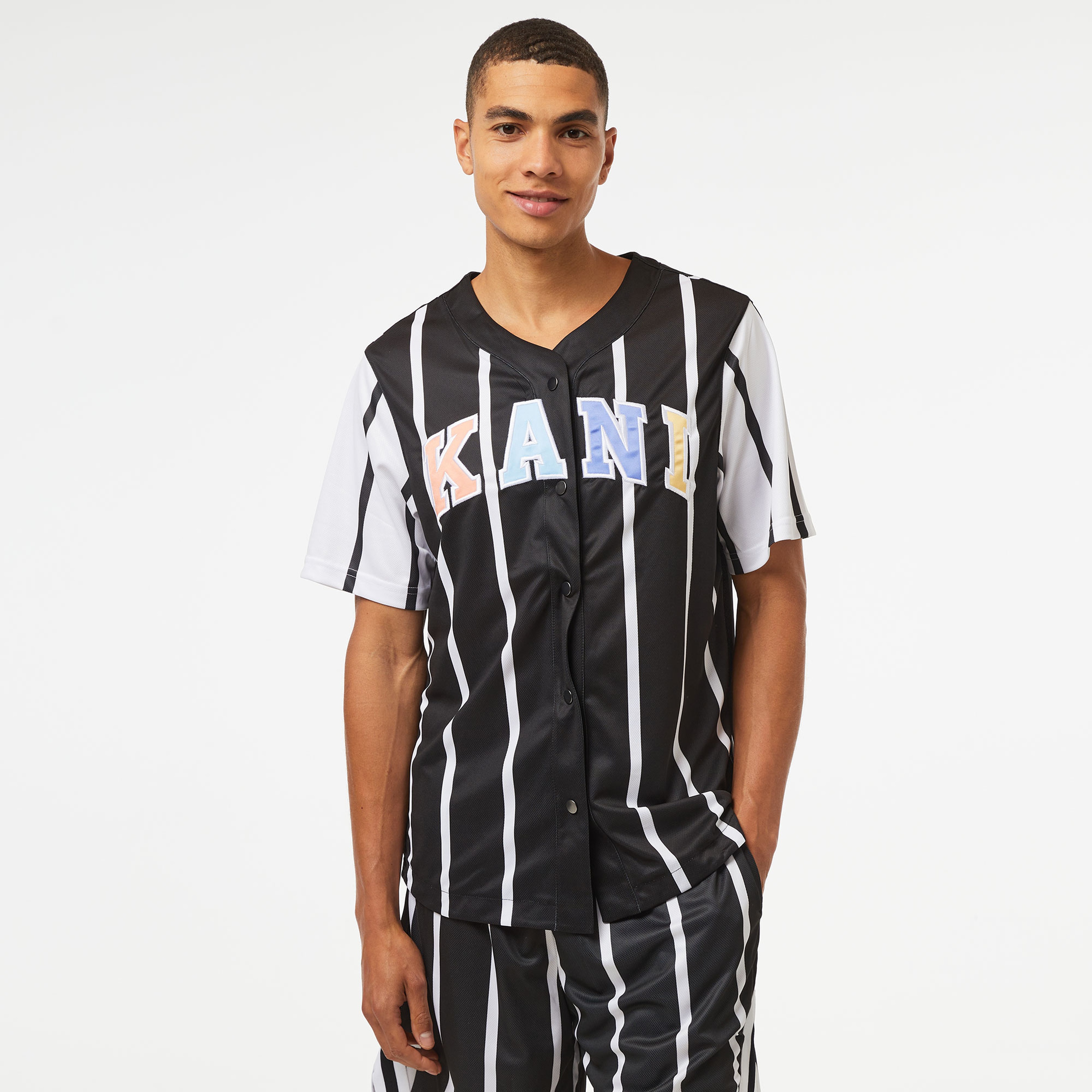 Karl Kani Serif Striped Block Baseball Erkek Siyah Gömlek