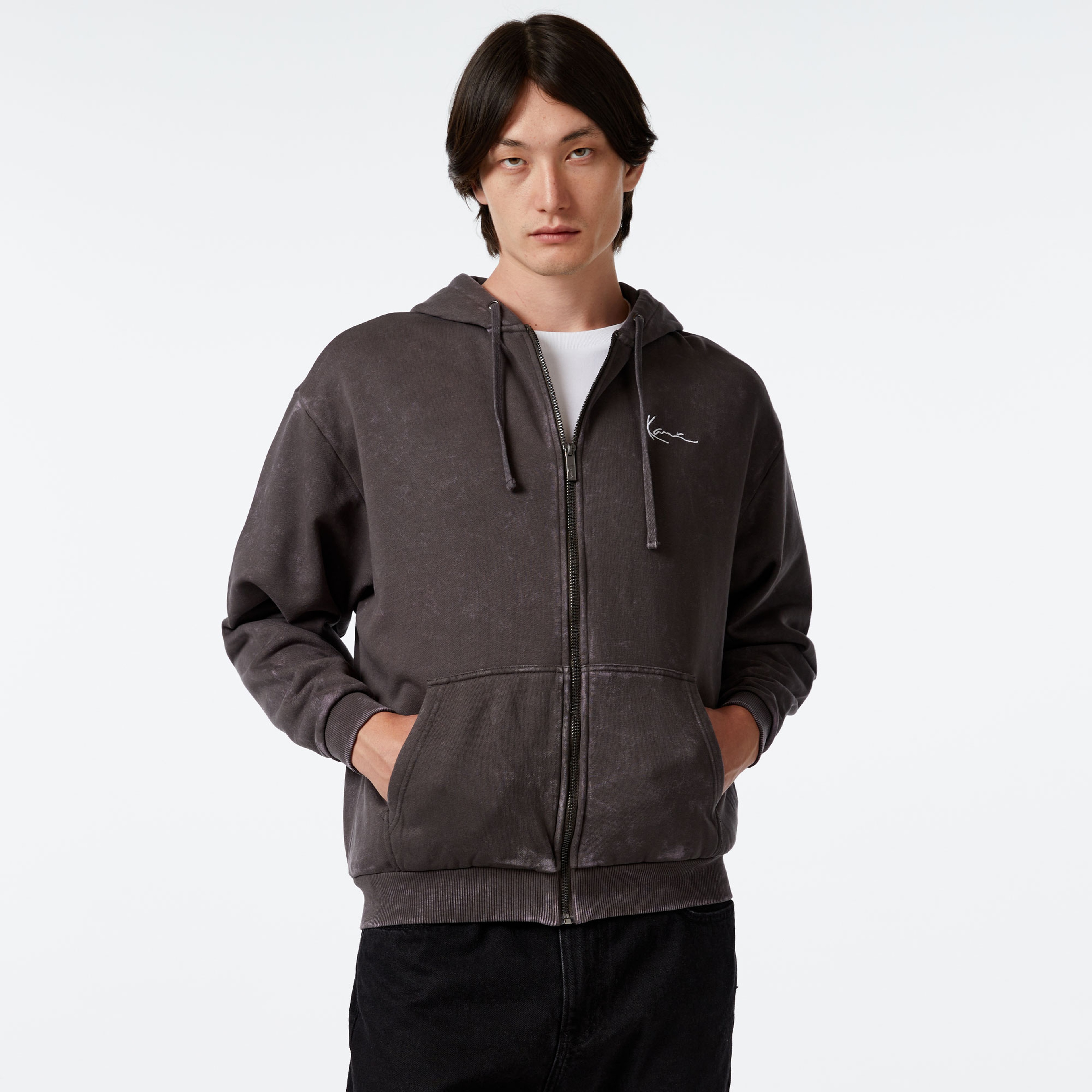 Karl Kani Chest Sign. Os Wshd Hvy Swt FullZip Skull Erkek Gri Sweatshirt