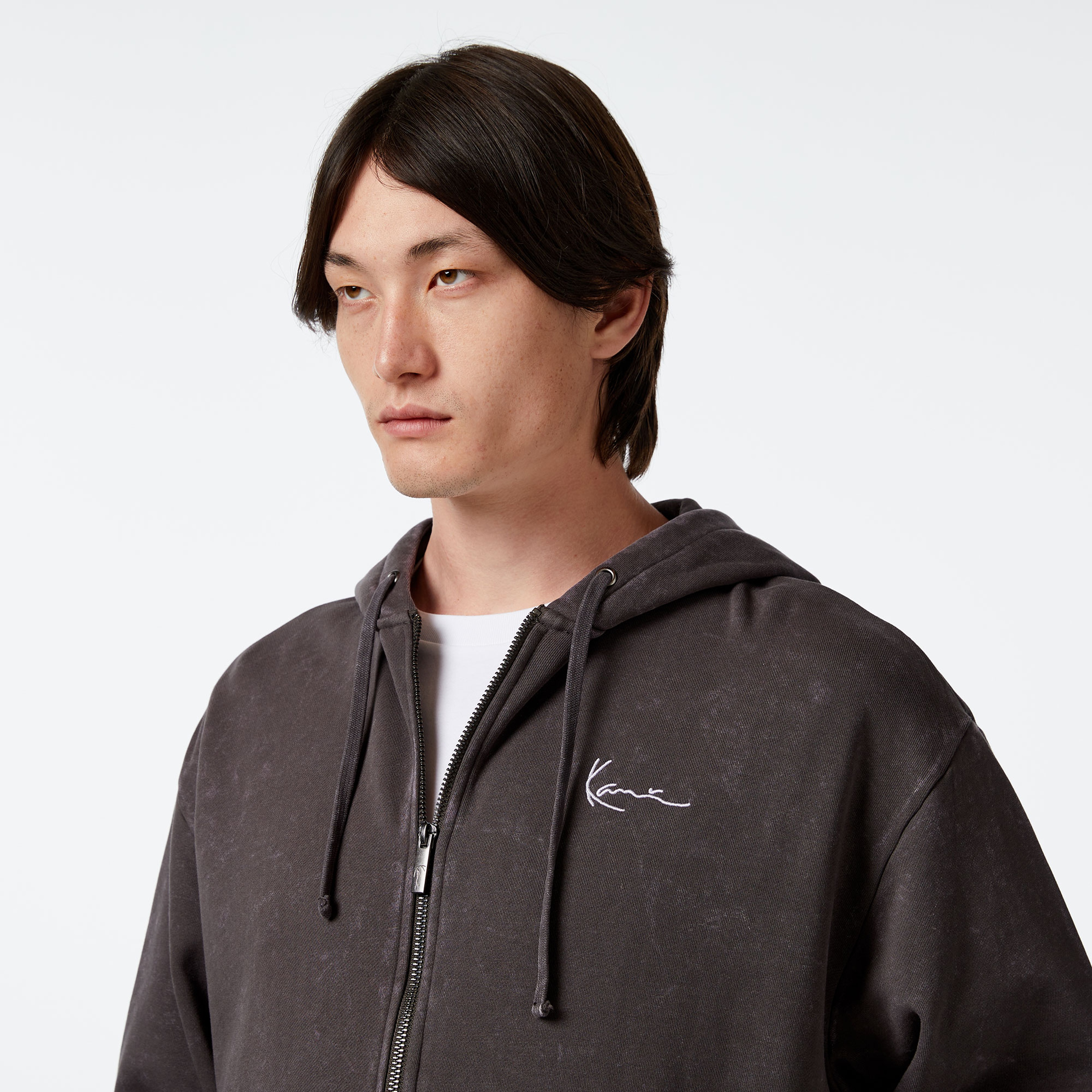 Karl Kani Chest Sign. Os Wshd Hvy Swt FullZip Skull Erkek Gri Sweatshirt