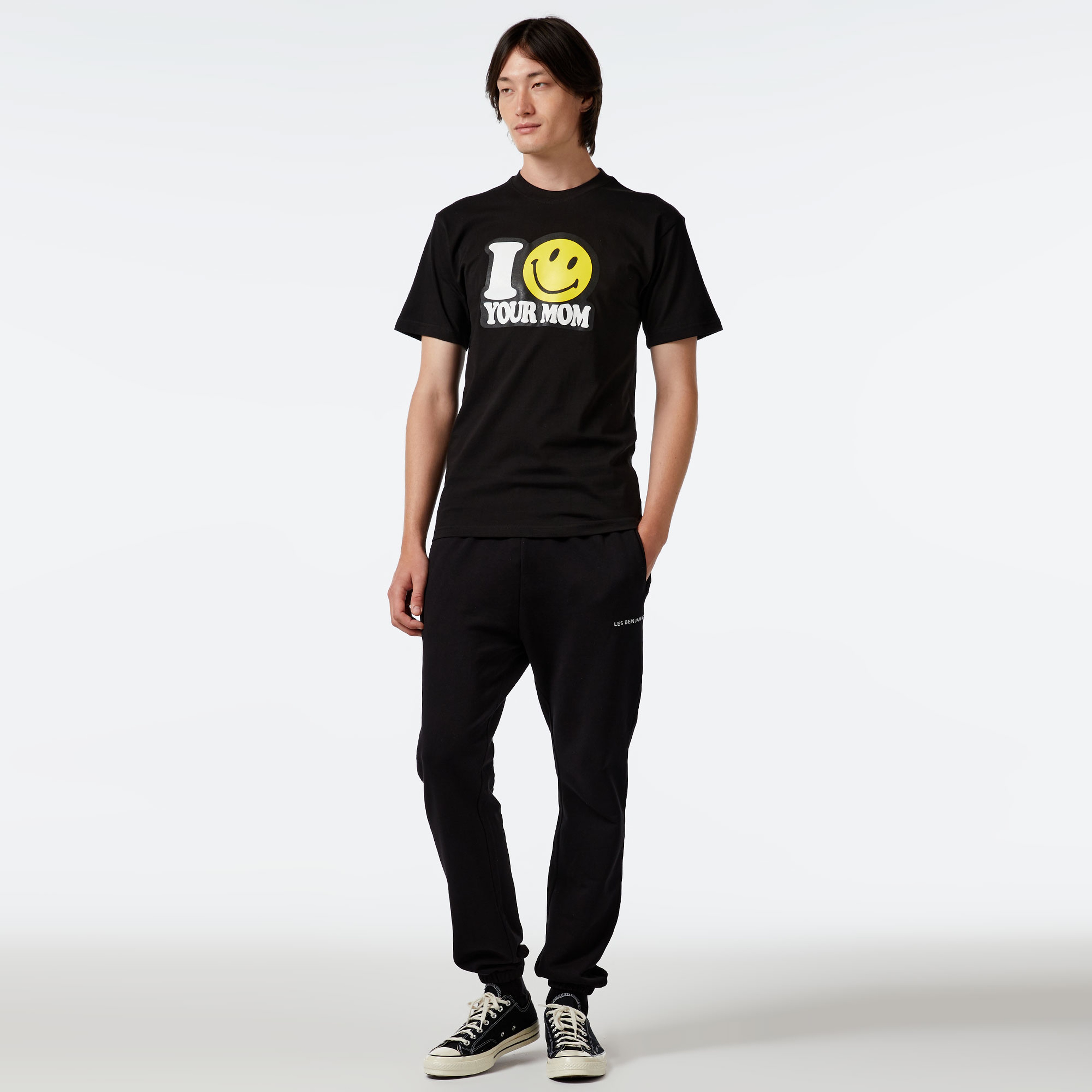 Market Smiley Your Mom Erkek Siyah T-Shirt