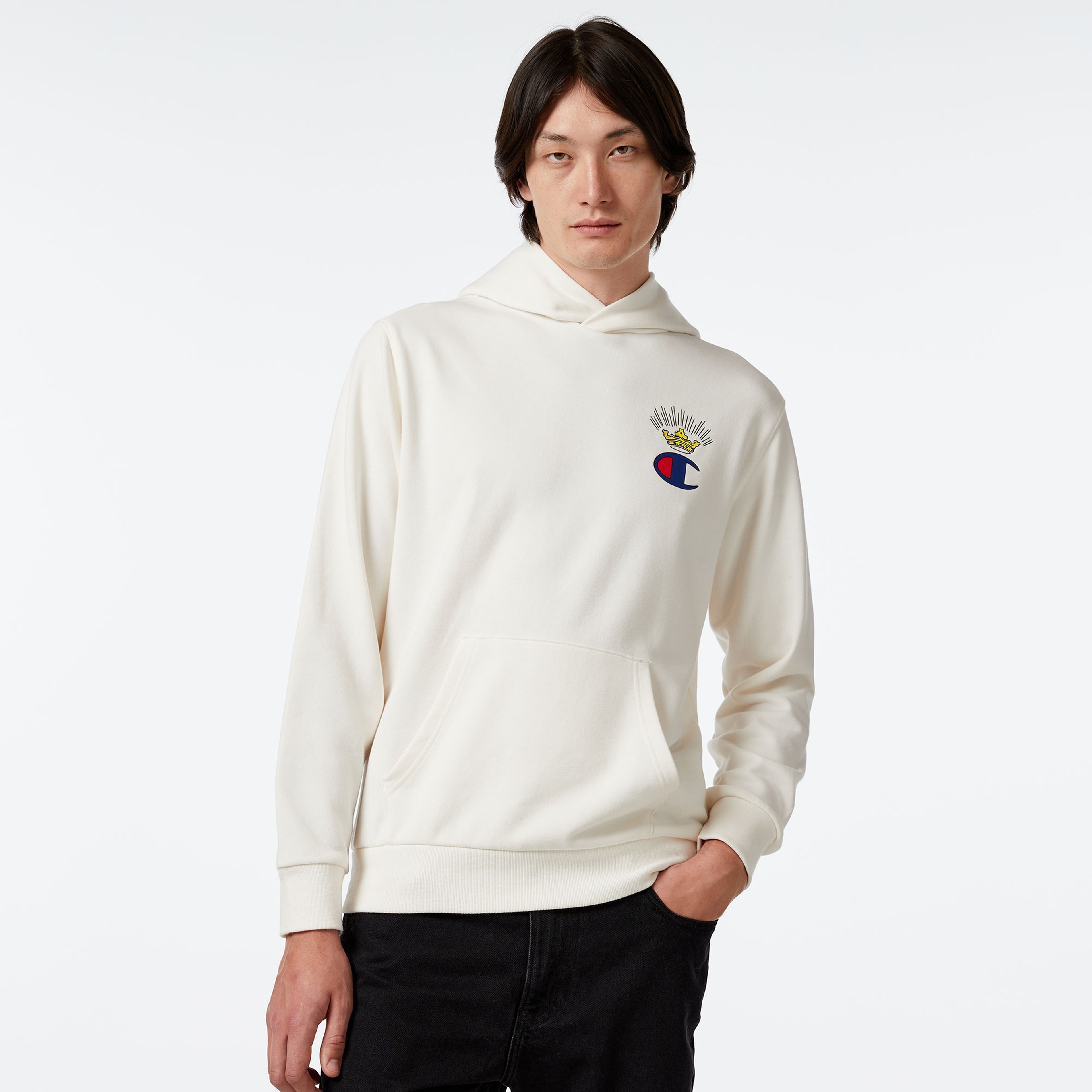 Champion Classic Erkek Beyaz Hoodie